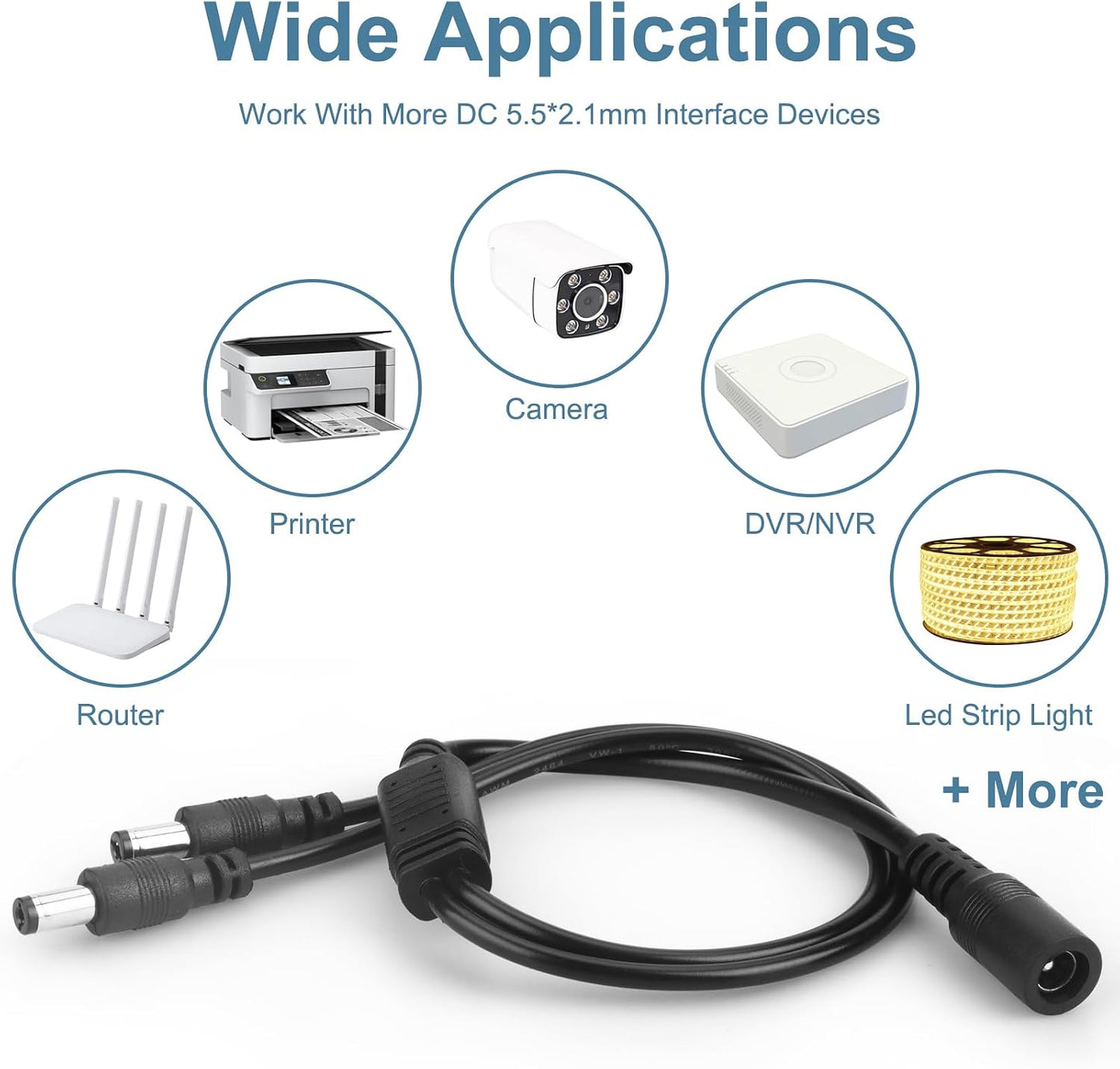 VWEICYY 2 1 2 2.1 5.5MM PCS to Way DC Power Splitter, DC Splitter, * Power Splitter for CCTV Security Camera LED Strips
