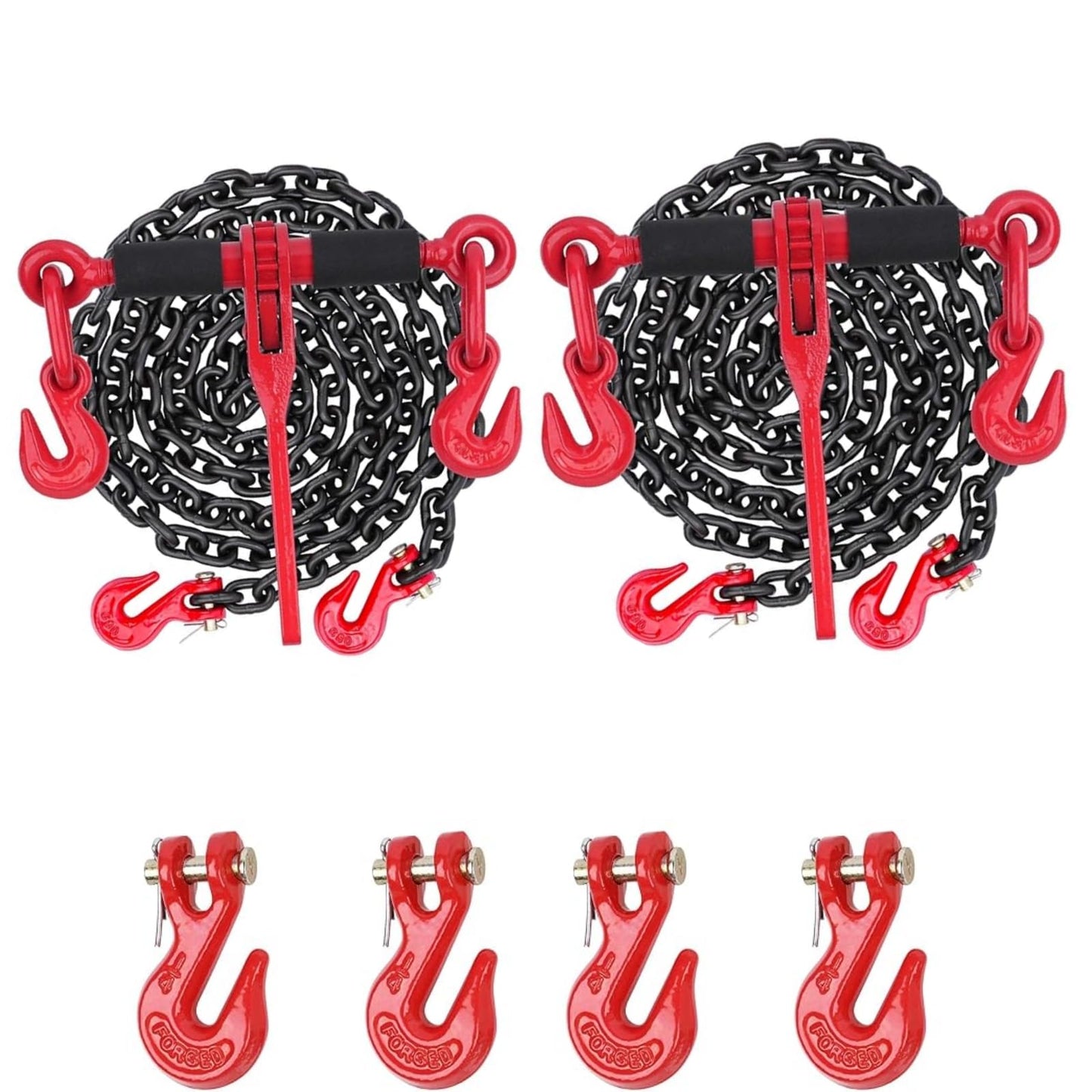 G80 5/16"(2PC*Chain and Binder Kit+4PC Hooks)