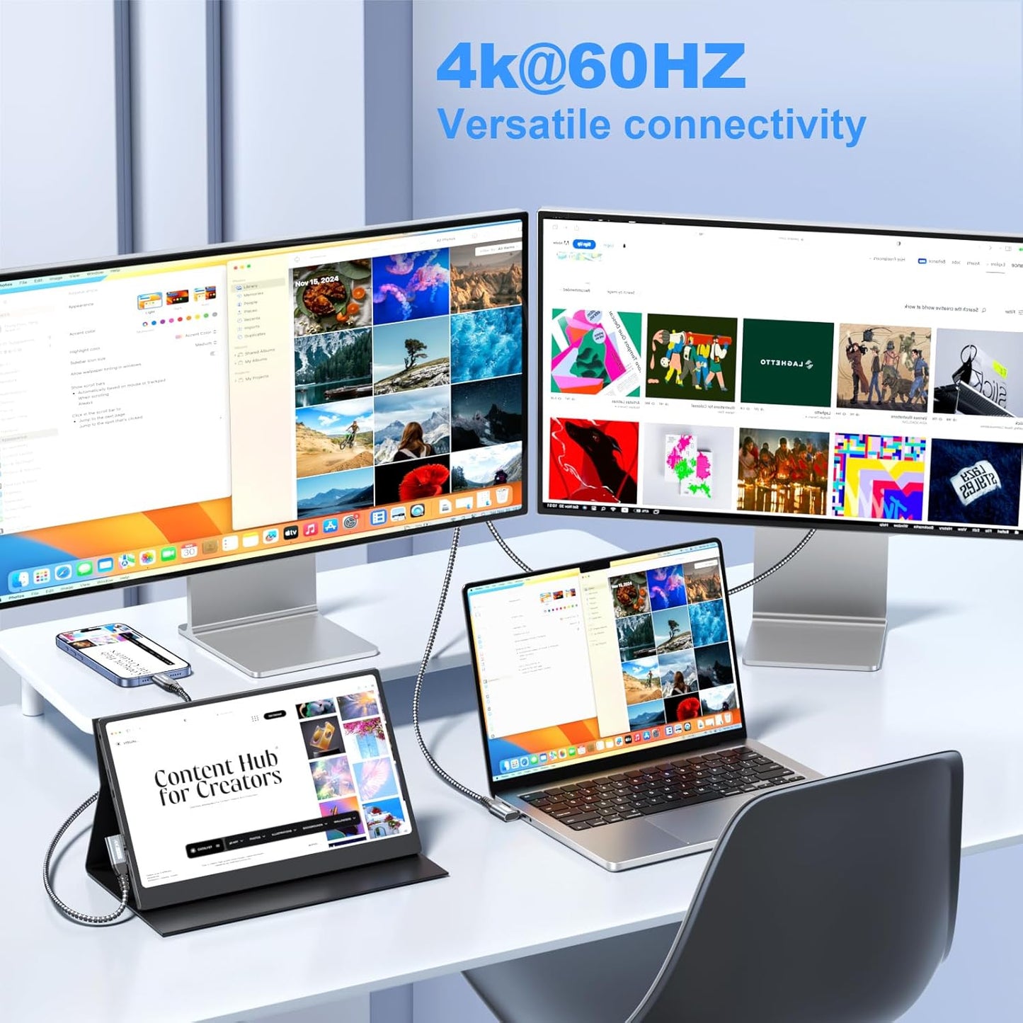4K 60HZ 1FT, 3Pack, 20Gbps 100W 90 3.2 Gen2x2 iPhone16, LDLrui USB C Monitor Cable, Display, Right Angle Data Transfer