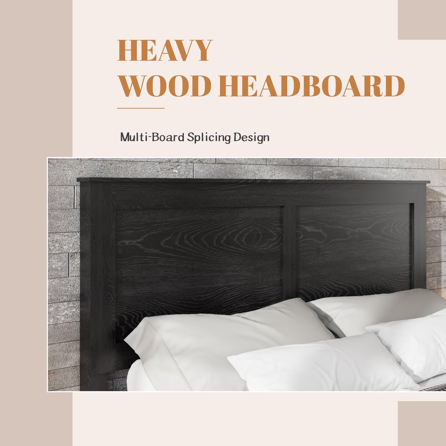 Full Size Wood Platform Bed Frame with Metal Structure, Industrial Style Bed with Wood Slats Support, No Box Spring Needed, Noise-Free Design, Large Underbed Storage, Easy Assembly, Dark Brown