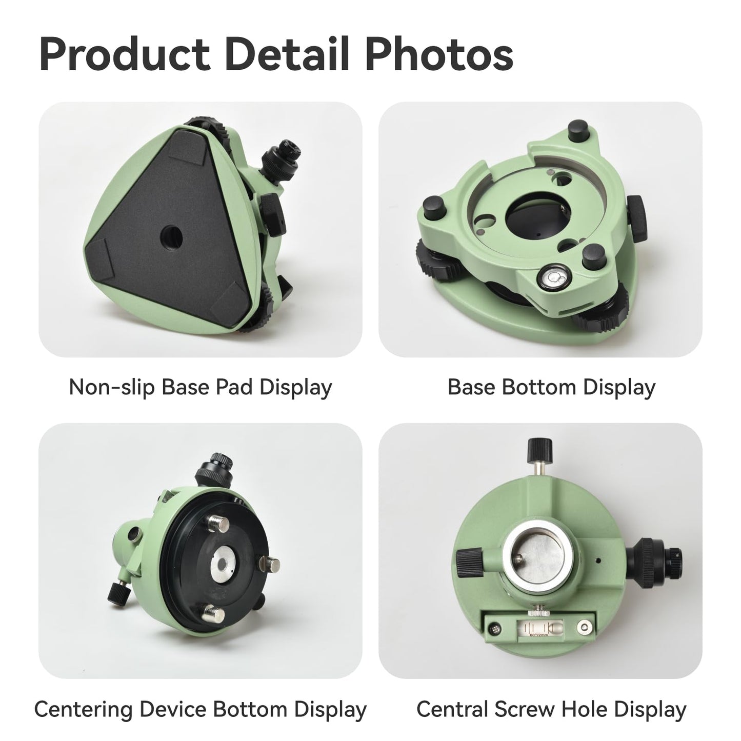 Surveying Tribrach and Adapter, Green Three-Jaw RTK Base with Optical Plummet, 5/8″ Thread for GNSS GPS RTK & Total Station Prism Optical Targeting Base