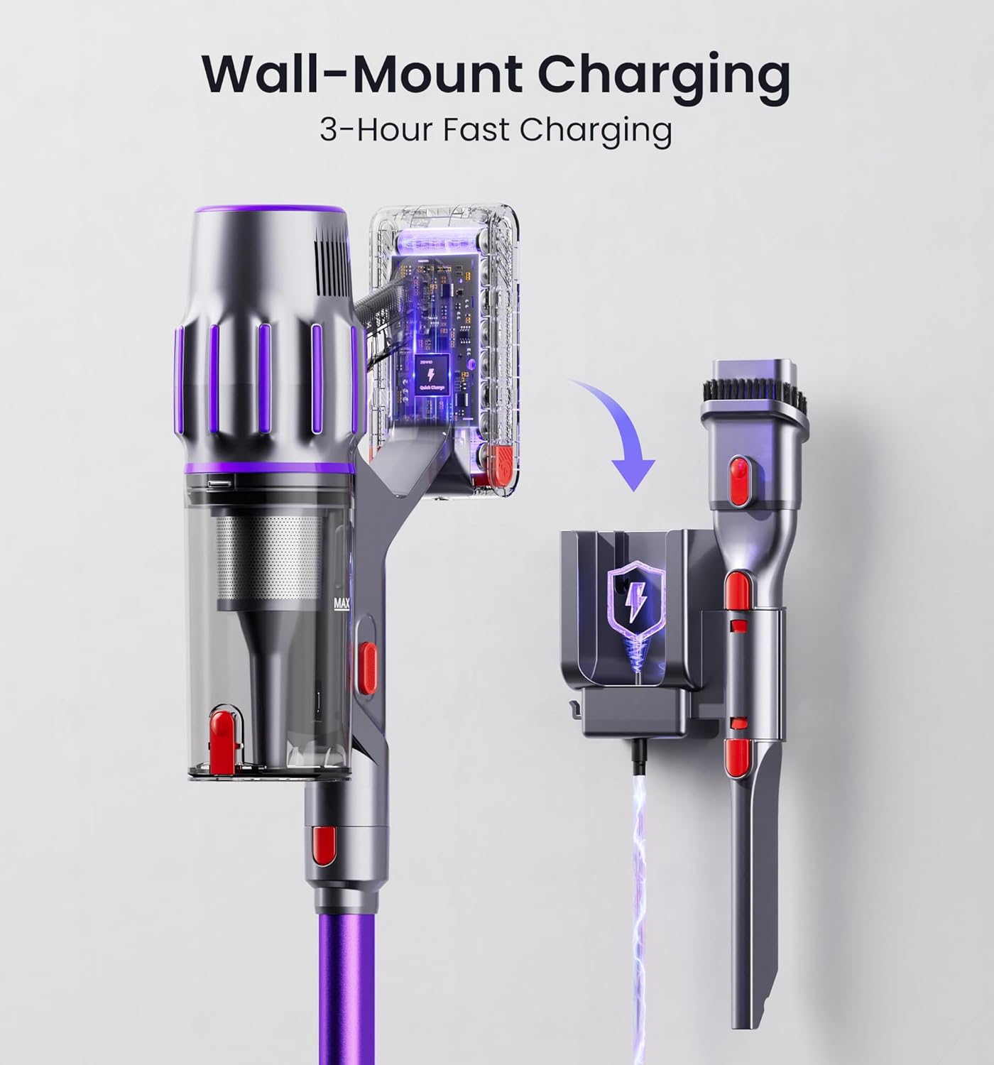 Skiennix Cordless Vacuum Cleaner - 650W Power, 80 Minutes Runtime, Smart Display, V-Shaped Brush | Ideal for Home & Pet Hair