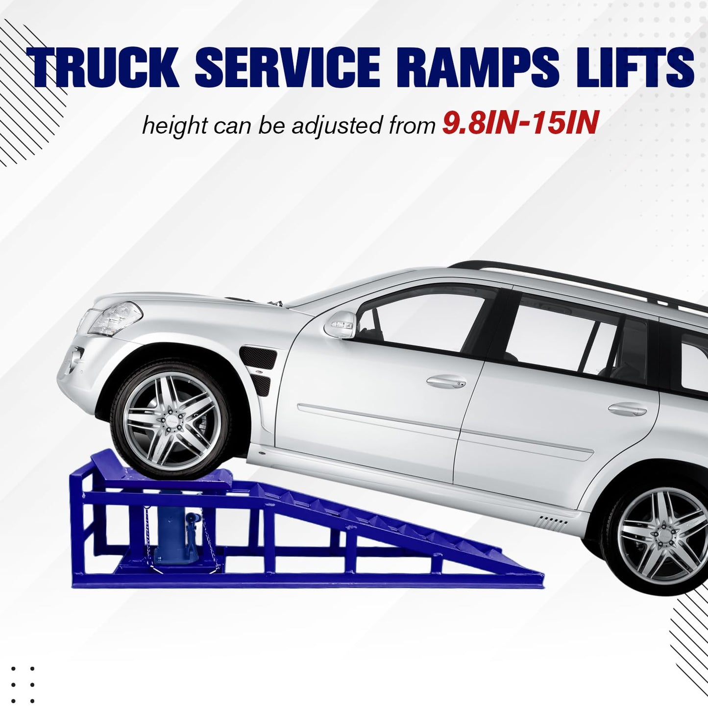 2 Pack Hydraulic Car and Truck Service Ramps,Low Profile Car Lift Service Ramps for Oil Changes,11000 Lbs (5 Tons), Adjustable Lift Height 9.8" to 16.21", Home Garage,Vehicle Auto Garage (Blue)