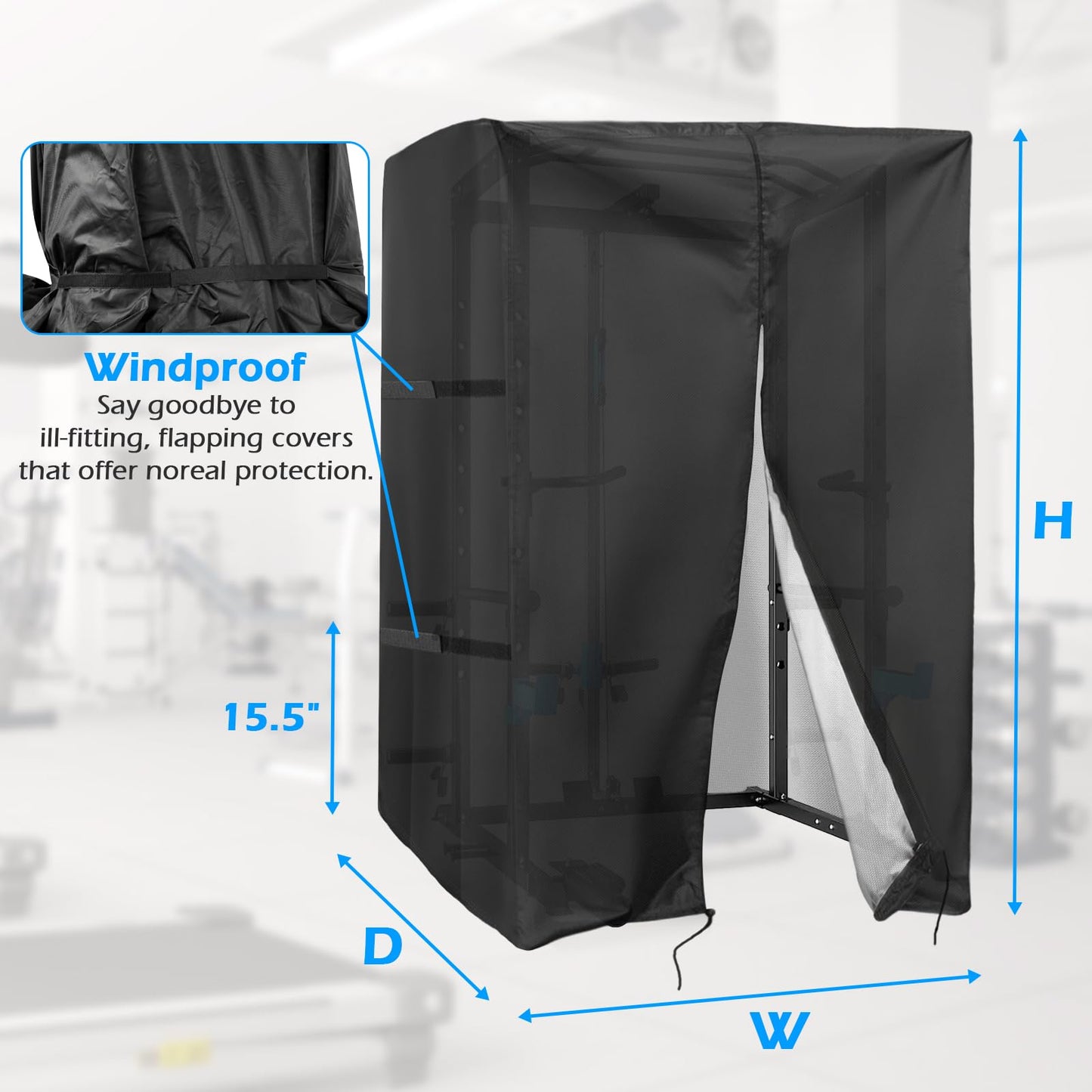 Safipotts Squat Rack Cover, Waterproof Outdoor Gym Equipment Covers with Zipper for Squat Rack/Weight Lifting Rack/Home Gym Workout Equipment (64" W x 68" D x 82.5" H)