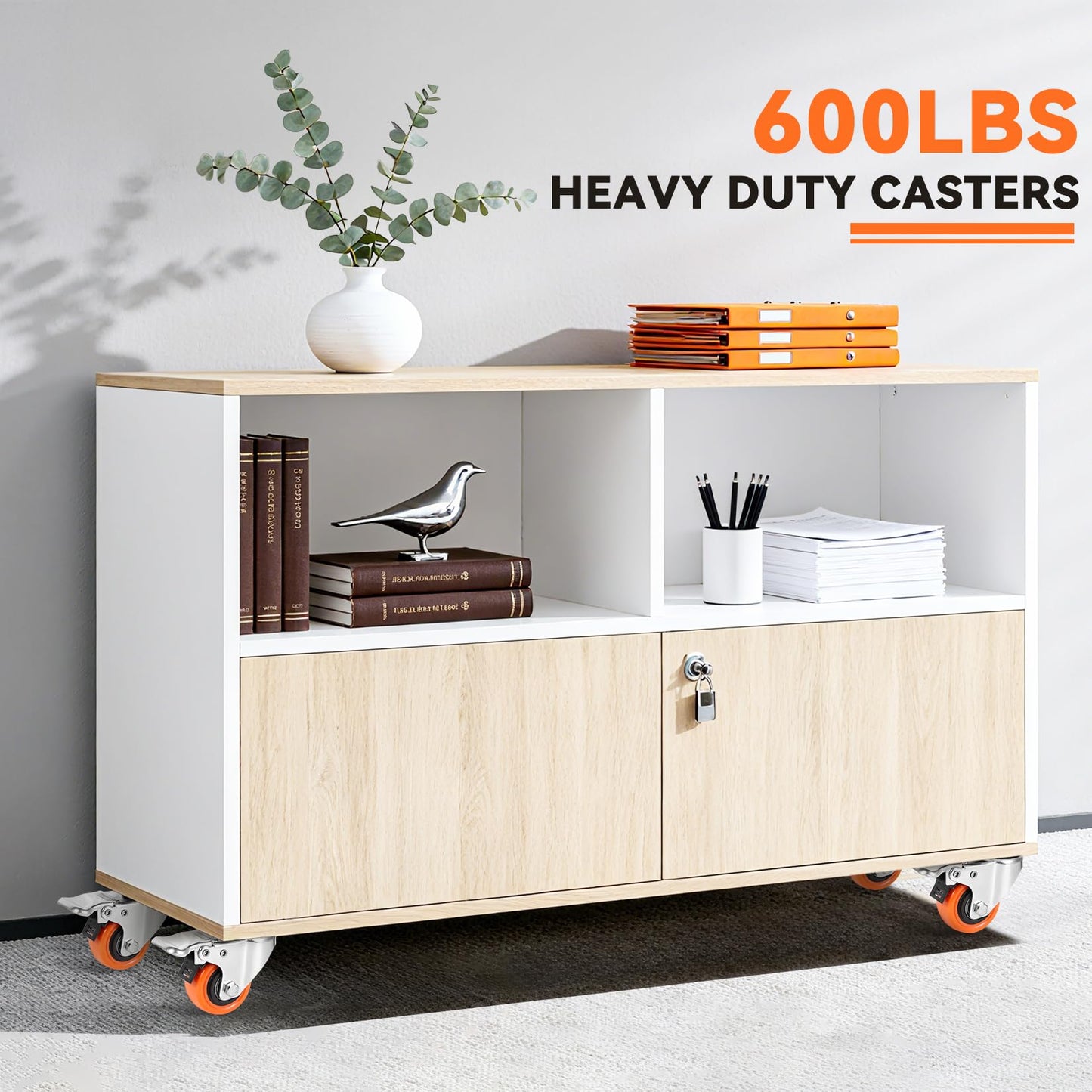 WBD 2" Plate Caster Wheels Set of 8, Heavy Duty Casters with Brake, 1200 Lbs, Safety Dual Locking, Industrial Swivel Top Plate Casters Wheels for Furniture, Carts (Screws and Screwdriver)