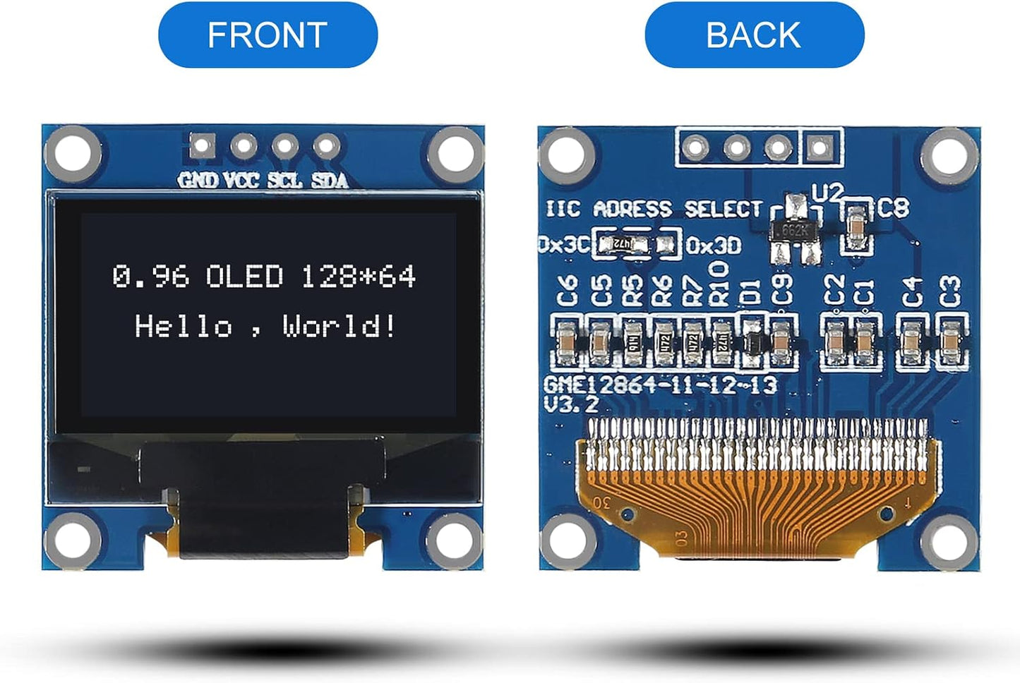 AITRIP 10 0.96 inch 12864 128X64 I2C SSD1306 4 PCS OLED LCD Display Board Module IIC Driver Pins Compatibile