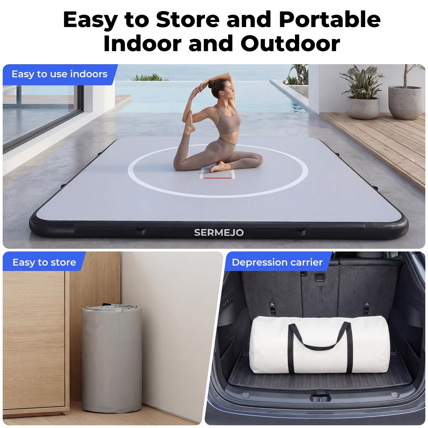 Wrestling Mat Inflatable 10x10 FT Flodable Jiu Jitsu Mats Portable 4” for Home Training, BJJ, MMA, Grappling, Judo, Martial Art, Boxing Indoor Outdoor (Carbon Grey, 10 ft x 10 ft x 4 in)