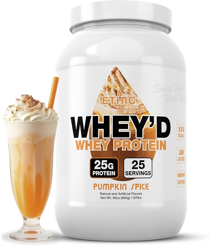 Whey'd Protein Powder, 25 G Whey Protein Blend with Concentrate, Isolate & Hydrolysate, Low Lactose & Digestive Enzymes for Easy Mixing & Smooth Texture, Pumpkin Spice Flavor, 25 Servings