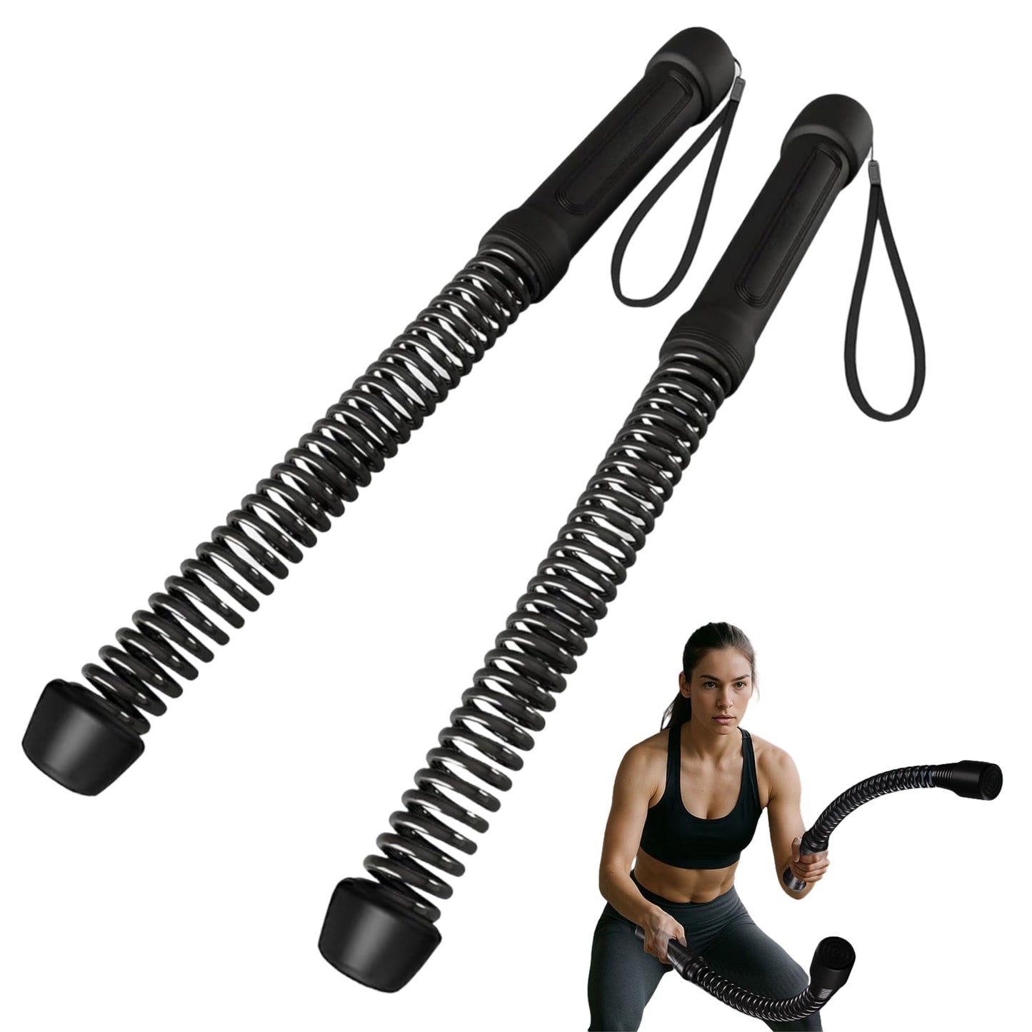 WKNNOXT Cordless Battle Ropes (2-Pack) Portable Workout Ropes for HIIT Workouts,Cardio & Muscle Training,Low-Impact Cardio Training,Home Gym Equipment for Men & Women(1.9LB x 2) (1.8LB*2)