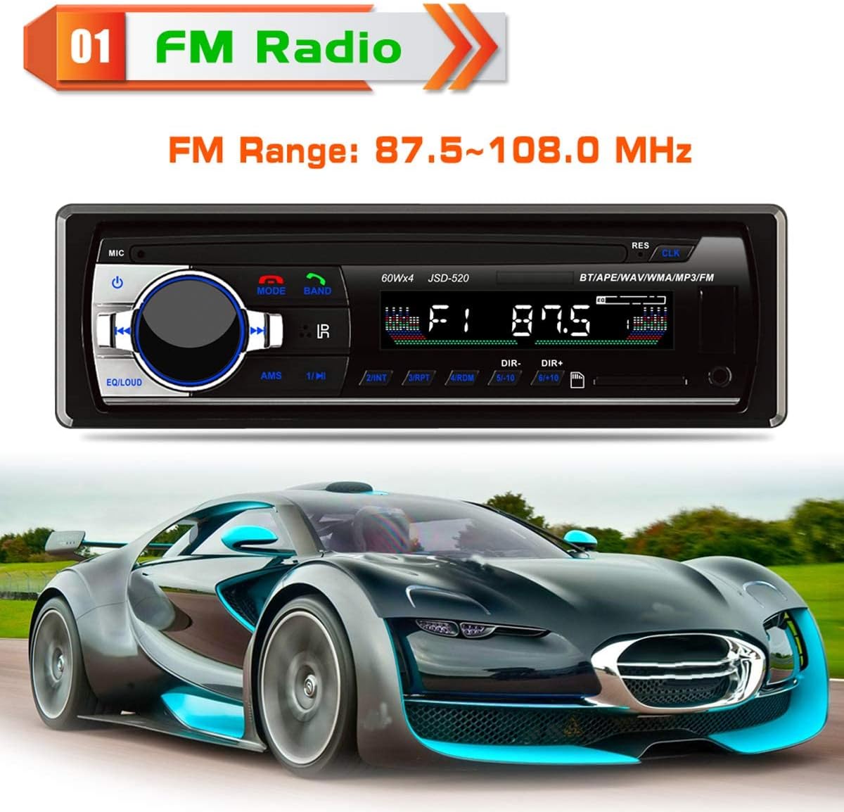 Eaglerich 12V MP3 MMC 1 Car Stereo FM Radio Audio Player Built in Bluetooth Phone with USB SD Port Car Radio Bluetooth