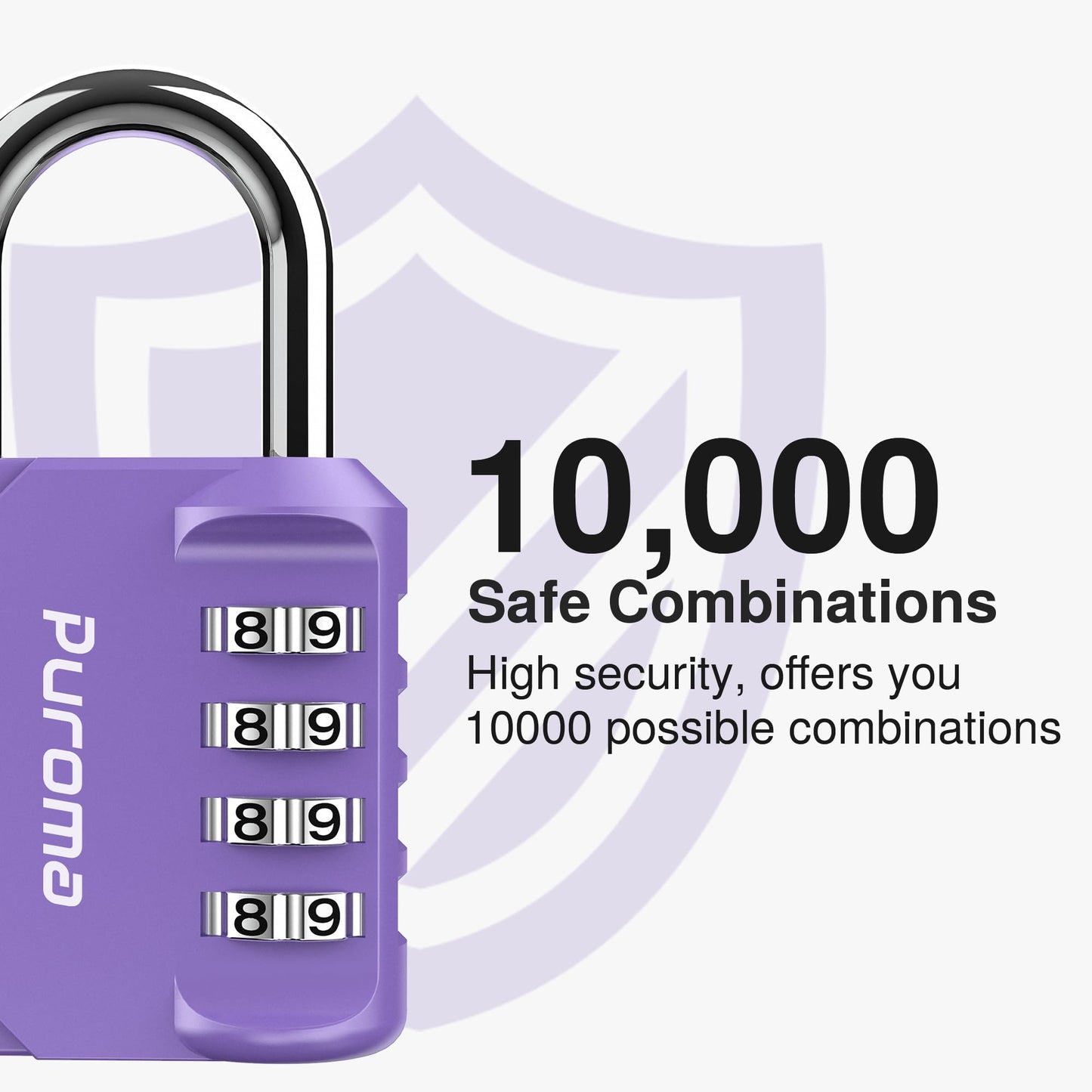 Puroma 1 Pack Combination Lock for Locker 4 Digit Outdoor Waterproof Padlock for School, Gym, Sports, Fence, Toolbox, Gate, Case, Outdoor, Hasp Storage (Purple)