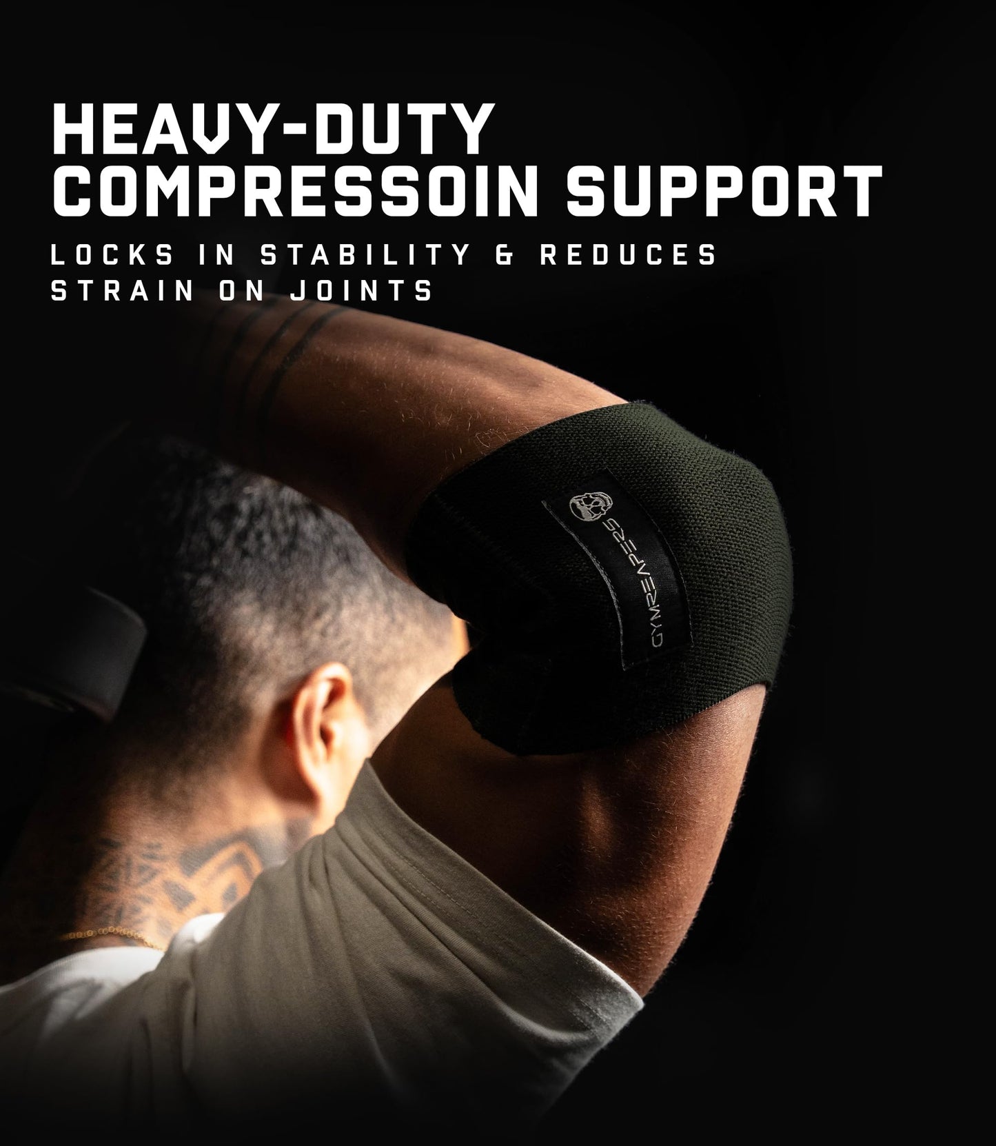 Gymreapers Elbow Compression Cuff for Weightlifting, Powerlifting – Support & Relief for Tendonitis, Stability, Tennis Elbow, Strength Training & Injury Recovery (Green, 13")