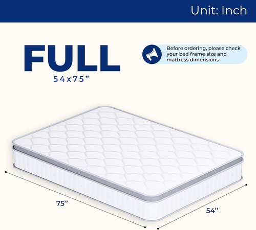 Neo Sleep Full Size Mattress - 12 Inch Hybrid Comfort with Cooling Gel Memory Foam & Pocket Springs