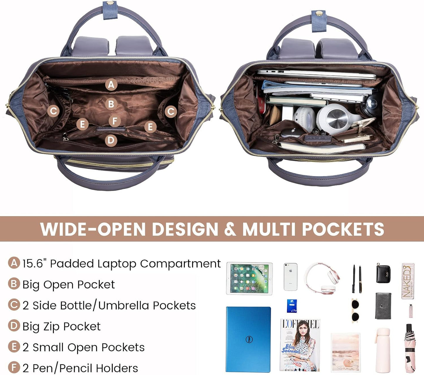 Backpack 15.6 inch,Travel Backpack Backpack Backpack LOVEVOOK Leather Laptop for Women Purse Nurse Teacher Computer