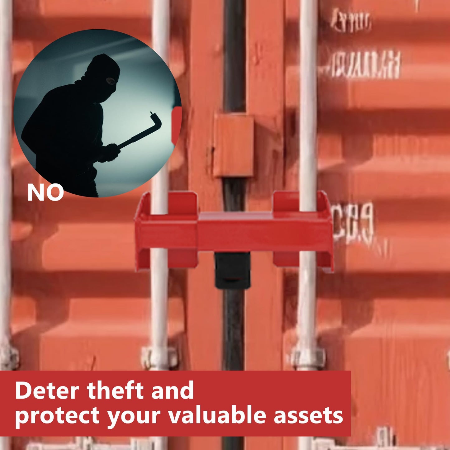 Equipment Lock Shipping Container Lock – Heavy Duty Cargo Door Security Locks for Trucks, Semi Trailers & Vans, Storage Units, Powder-Coated Steel, Anti-Theft, Fits Vertical Bars 9-3/4” to 16” Apart