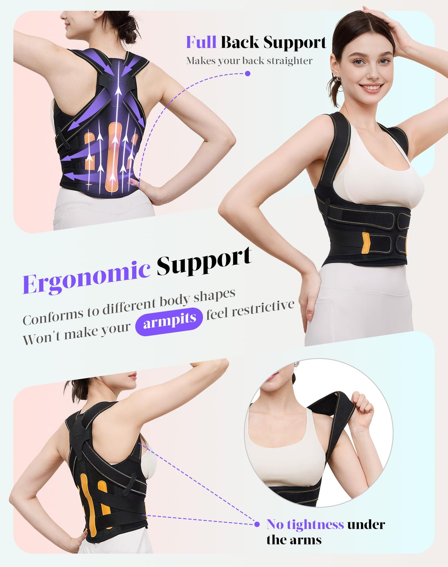 Posture Corrector for Women and Men, 5 Full Back Support Brace Rods, FSA&HSA Eligible, Adjustable Shoulder Straightener, Improving Hunchback Posture, Upper and Lower Back, Neck Pain Relief, Large