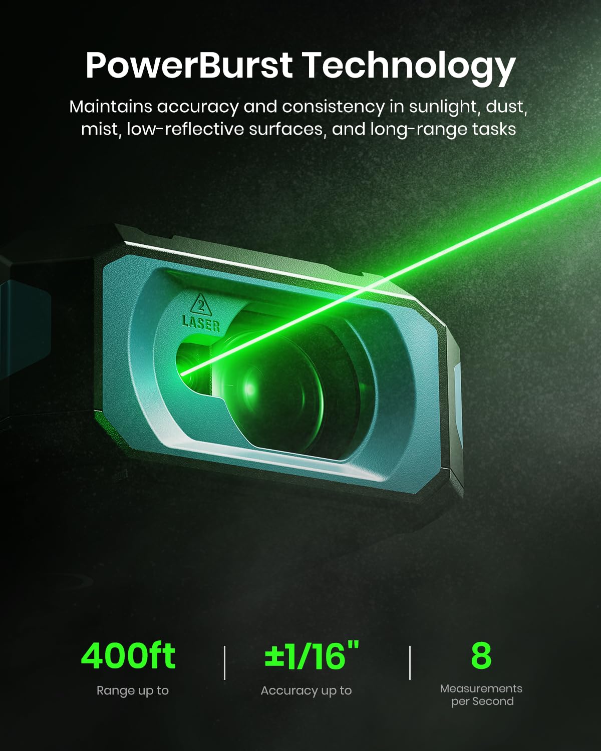 MILESEEY S50 Green Laser Measure Bundle with 10.8–32 inch Adjustable Height Tripod