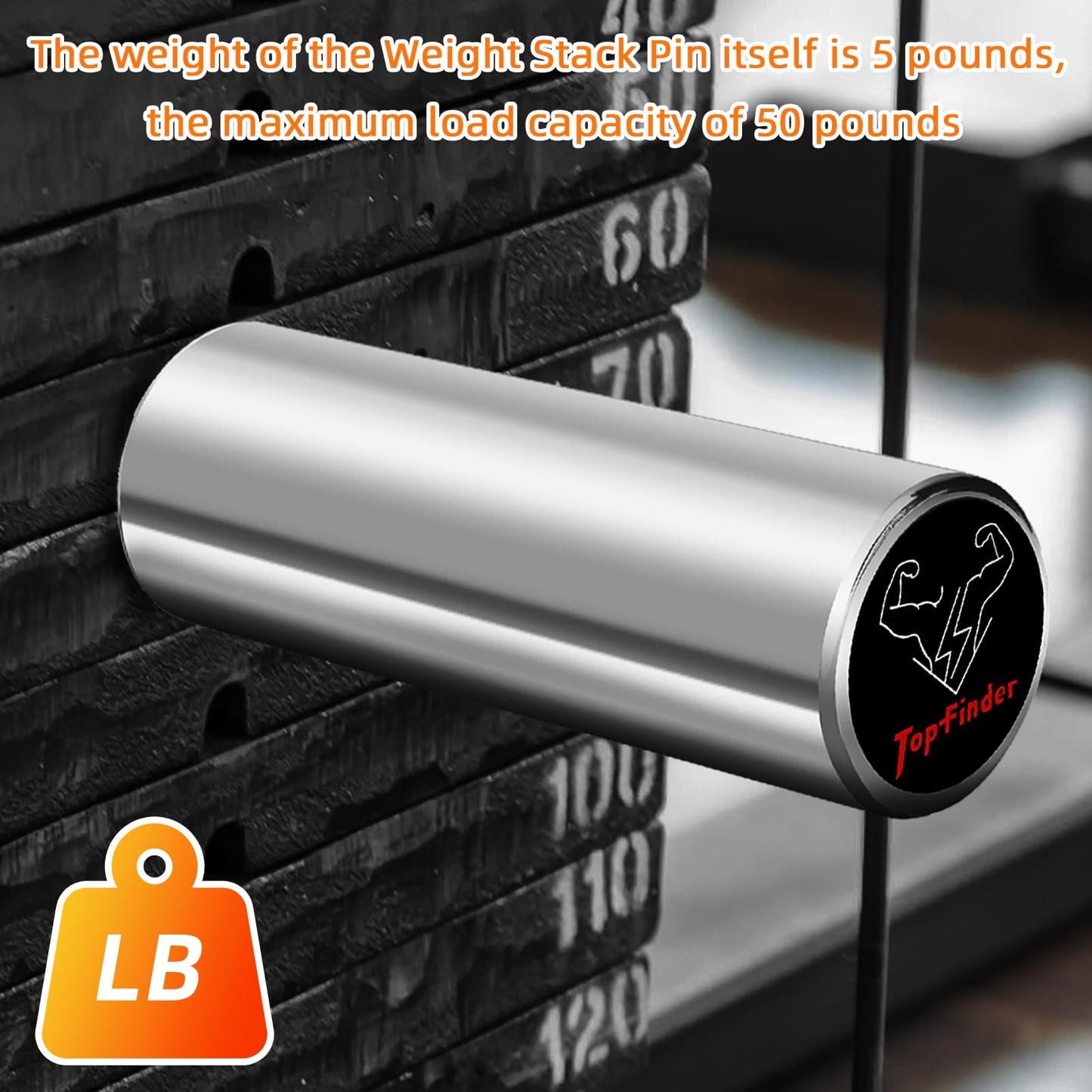 Topfinder Gym Pin Weight Stack Pin Extender for Cable Machines & Home Gyms, Ø 10 mm, Ideal for Weight Lifting & Strength Training to Add Extra Olympic Weight Plates, Durable Steel for Long-Lasting Use