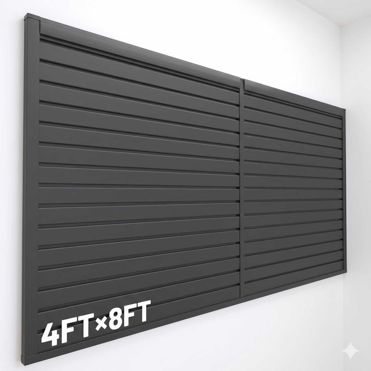 Ciweisah 8x4 FT Slat Wall Panels Garage Wall Organizer Tool Organizer Slat Board PVC Wall Panels Black Slatwall Garage Storage(Black, 8FTx4FT)