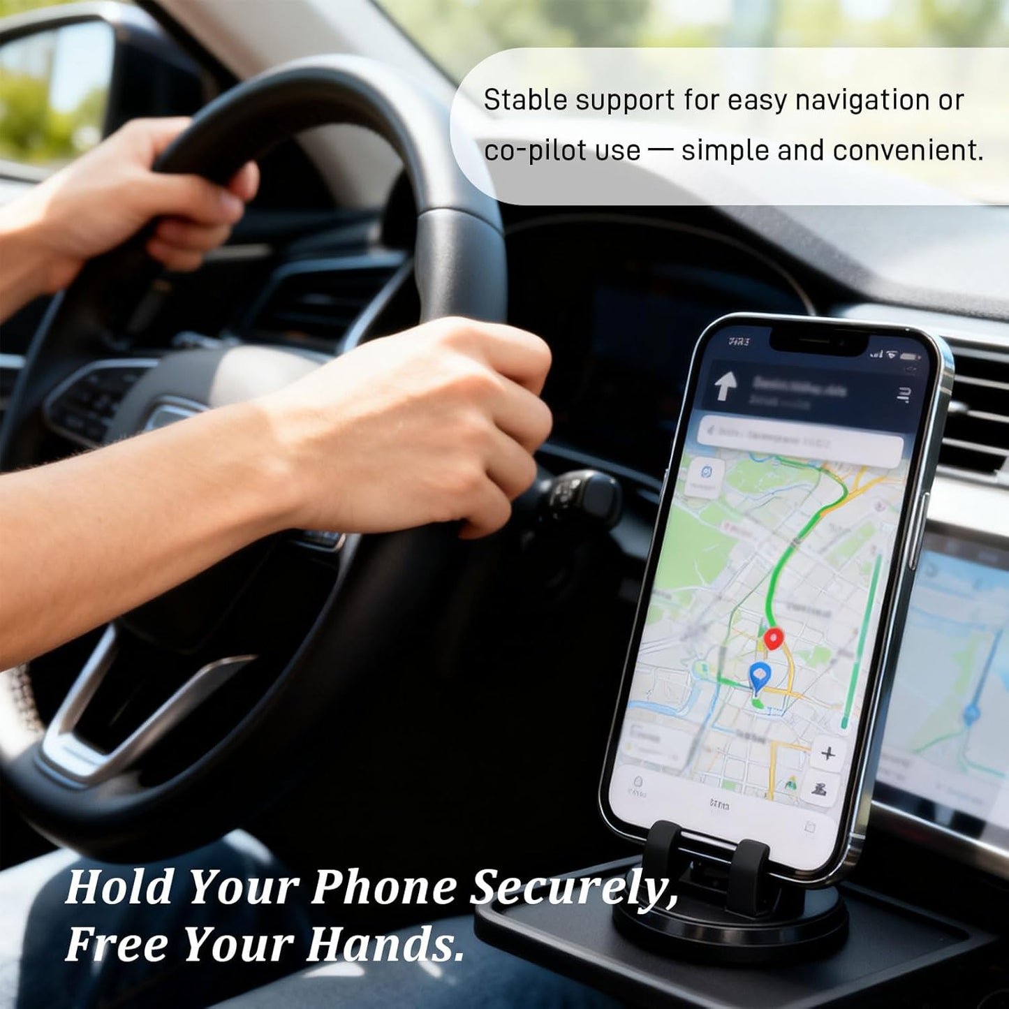 Brvlsoc 360 Rotatable Car Phone Mount with Three-Point Dashboard Support Washable Adhesive Holder for Smartphones & GPS