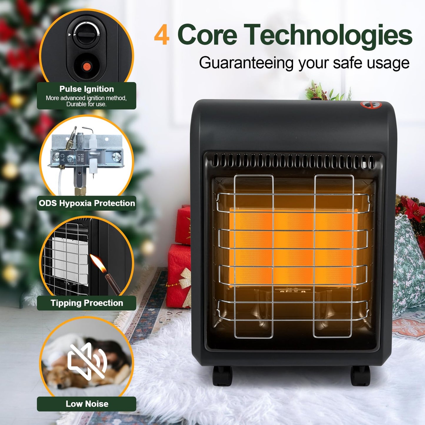 OKF Propane Heater, 6000 to 18000 BTU 3 Modes Indoor Propane Heaters with ODS & Tip-over Protection, Outdoor Heater Propane with Gas Regulator & Hose Heat up to 450 Sq.Ft,for Garage,Camping,Patio,Shop