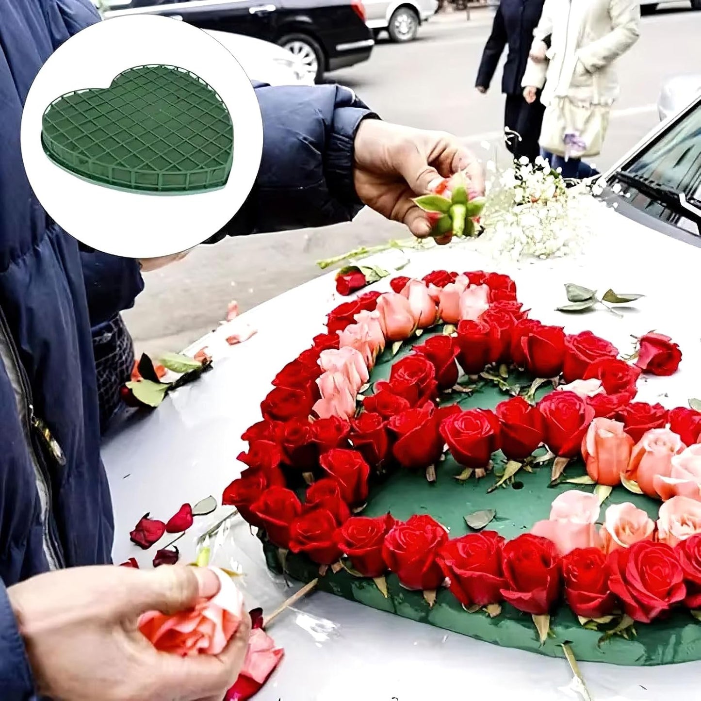Skiennix Heart-Shaped Floral Foam Bricks - Ideal for Wedding Flower Arrangements | 20x20cm