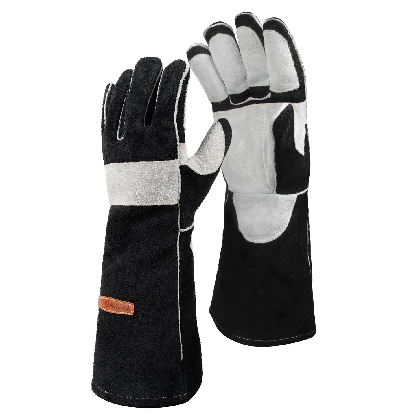 YESWELDER 160A MIG Welder 4 in 1 Multiprocess Flux Cored/MIG/Lift TIG/Stick & Leather Forge MIG Welding Gloves, with Kevlar Stitching Heat/Fire Resistant