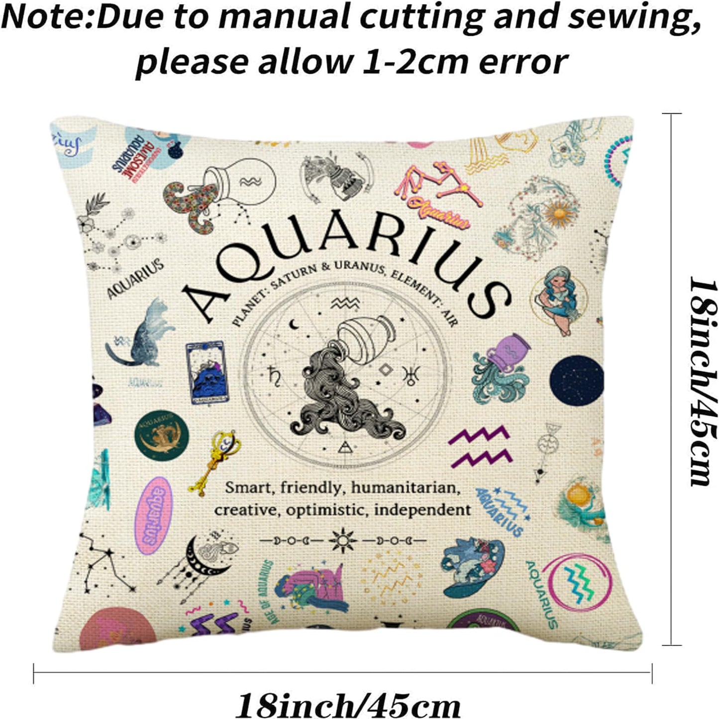 TOTEVOL Aquarius Pillow Cover 18x18, Zodiac Constellation Throw Pillow Covers for Women, Unique Astrology Gifts, Birthday Gift for Aquarius Women & Astrology Lovers
