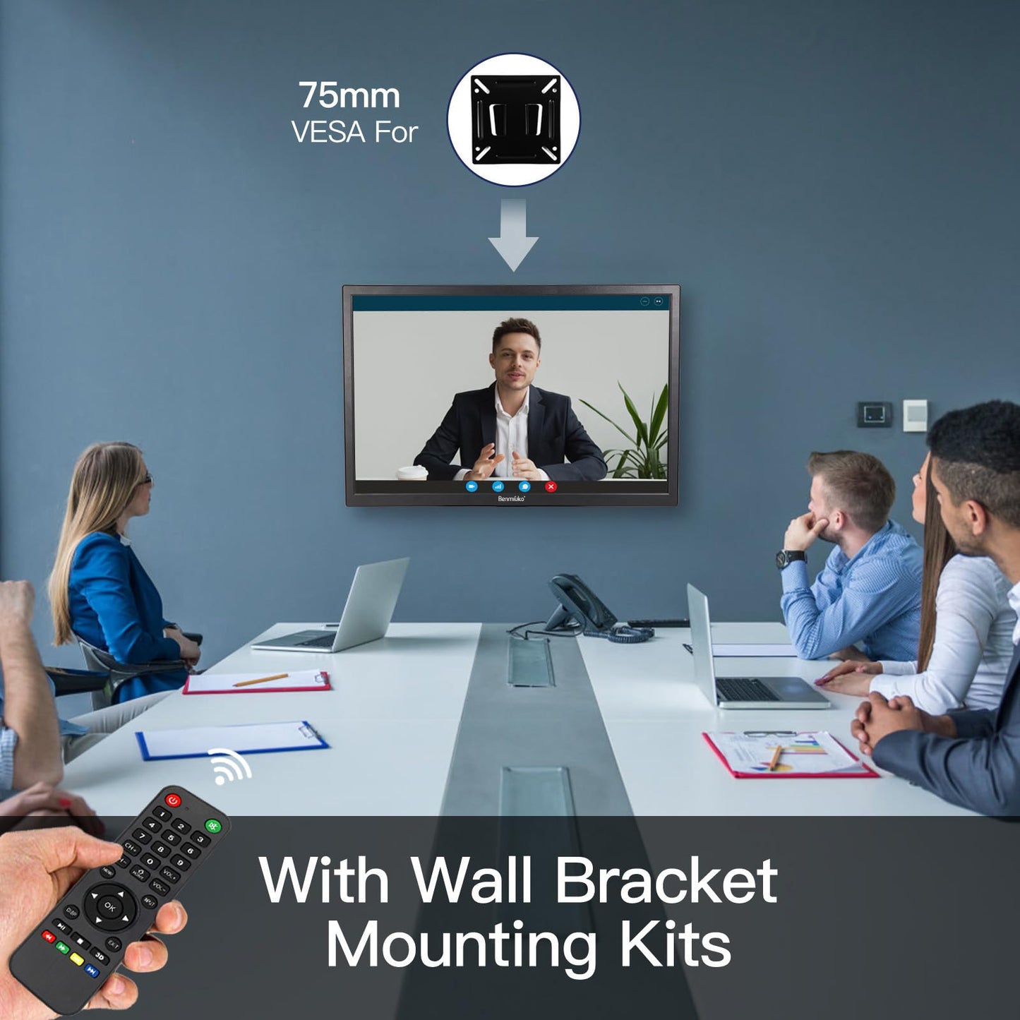 Benmiuko 24 inch Monitoring Display Screen Security Camera Monitor LCD Multi Functional Interface HDMI, BNC, VGA, AV, USB Input CCTV Computer Monitors Built in Speaker 1920x1080 Full HD