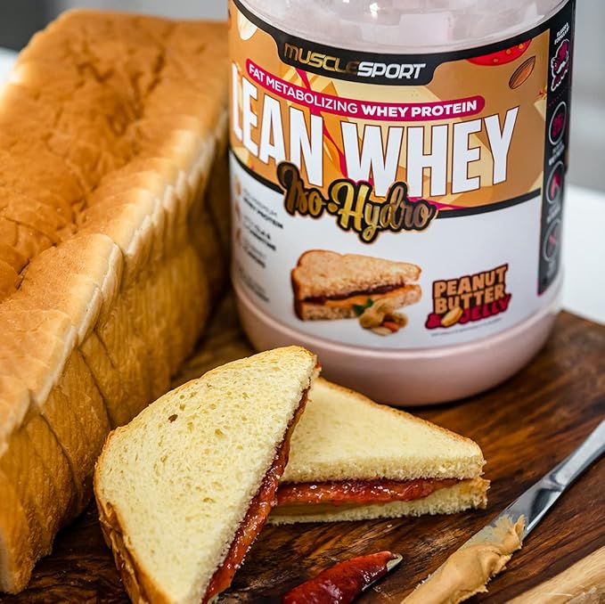 Musclesport Lean Whey Revolution?? Whey Protein Isolate with Hydrolyzed Whey - Low Calorie, Low Carb, Low Fat, Incredible Flavors - 25g Protein per Scoop (2LB, Peanut Butter & Jelly)