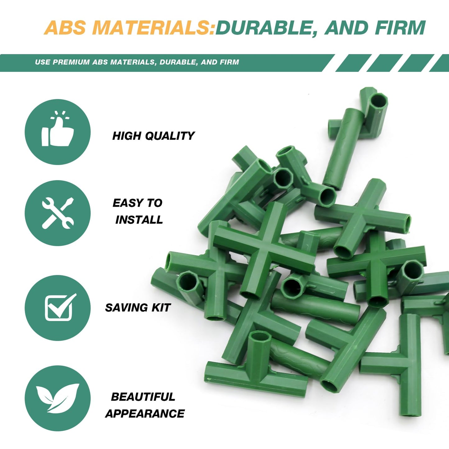 LIDSCURA 20PCS 16mm Gardening Frame Joints Pole Connector Straight Plastic Greenhouse Frame Connector