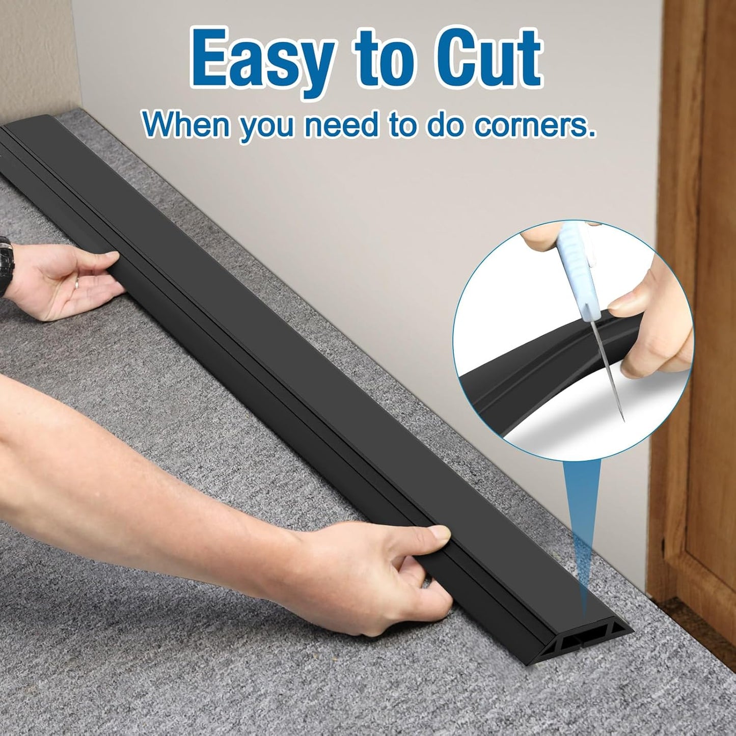 Eapele 10 Settings ft Floor Cord Cover Heavy Duty Cable Protector, Easy to Unroll, Prevent Trip Hazard for Home Office