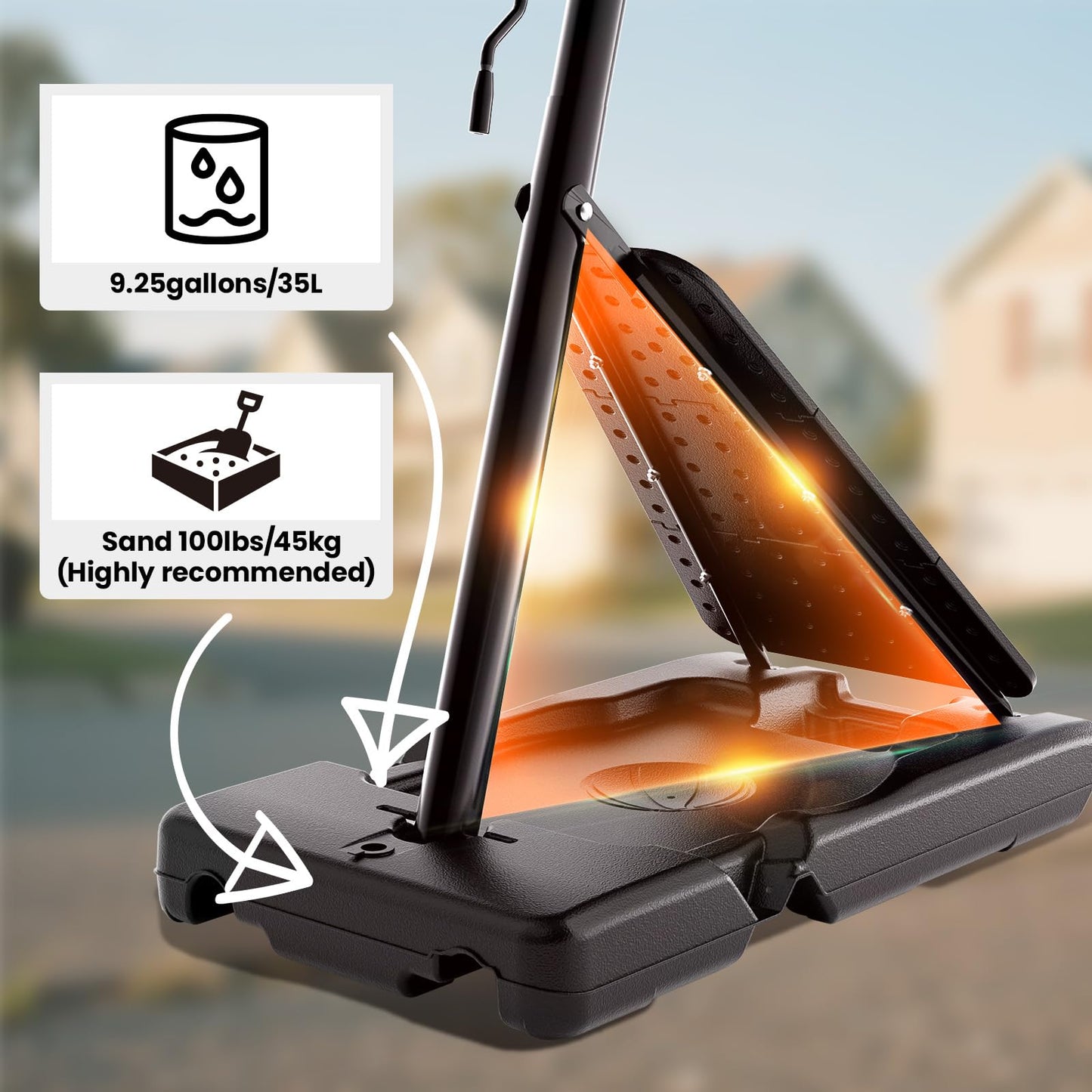 BACKYARD BLITZ Basketball Hoop,44&48in Backboard Portable Basketball Goal System, 10FT Hand-Crank Adjustable Basketball Hoop Outdoor (Black, 40in Backboard)