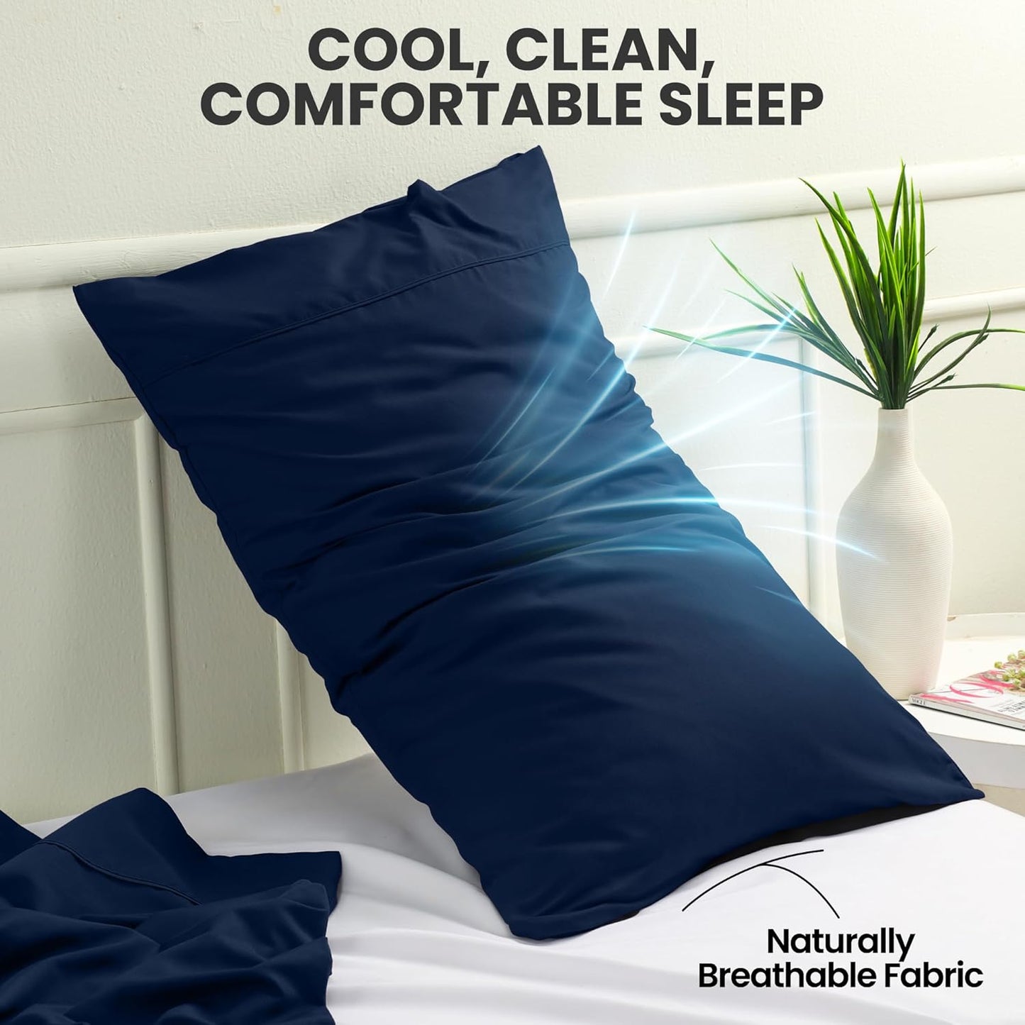 Utopia Bedding King Pillow Cases - Soft Brushed Microfiber - Fade Resistant | 20 x 40 Inches, Navy - 2 Pack