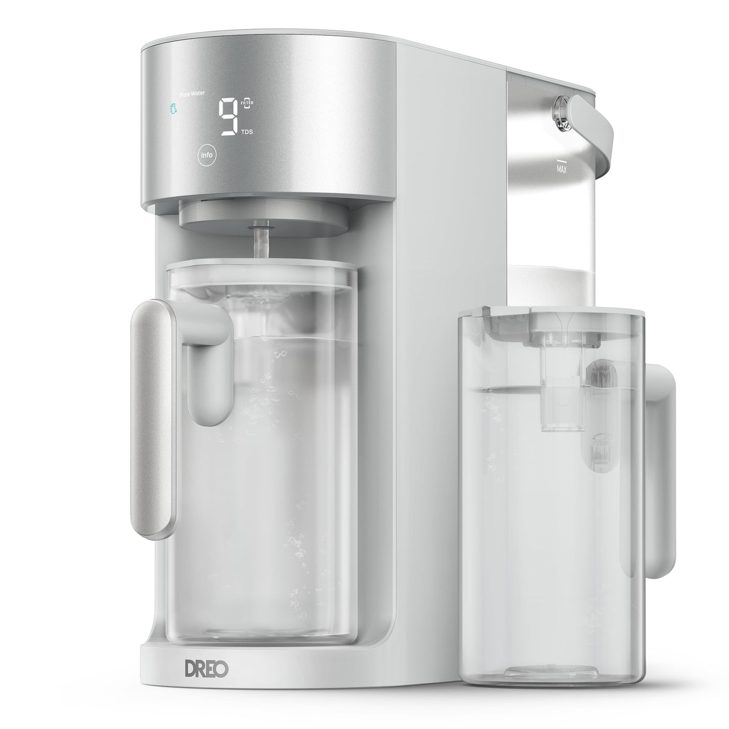DREO Reverse Osmosis Water Filter Countertop, RO Filtration System, 3:1 Pure to Drain, TDS & Filter Life & 2 Autofill Pitchers, Install-Free, Self-Cleaning Water Purifier, RO Water Filter