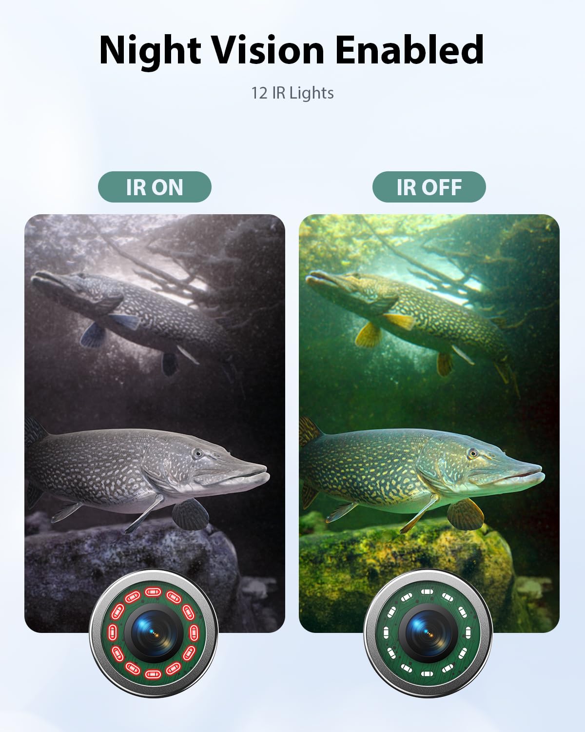 Eyoyo Underwater Fishing Camera Portable Video Fish Finder 9 inch LCD Monitor 1000TVL Waterproof Camera Underwater DVR Video Fish Cam 30m Cable 12pcs IR Infrared Lights for Ice, Boat and Lake Fishing