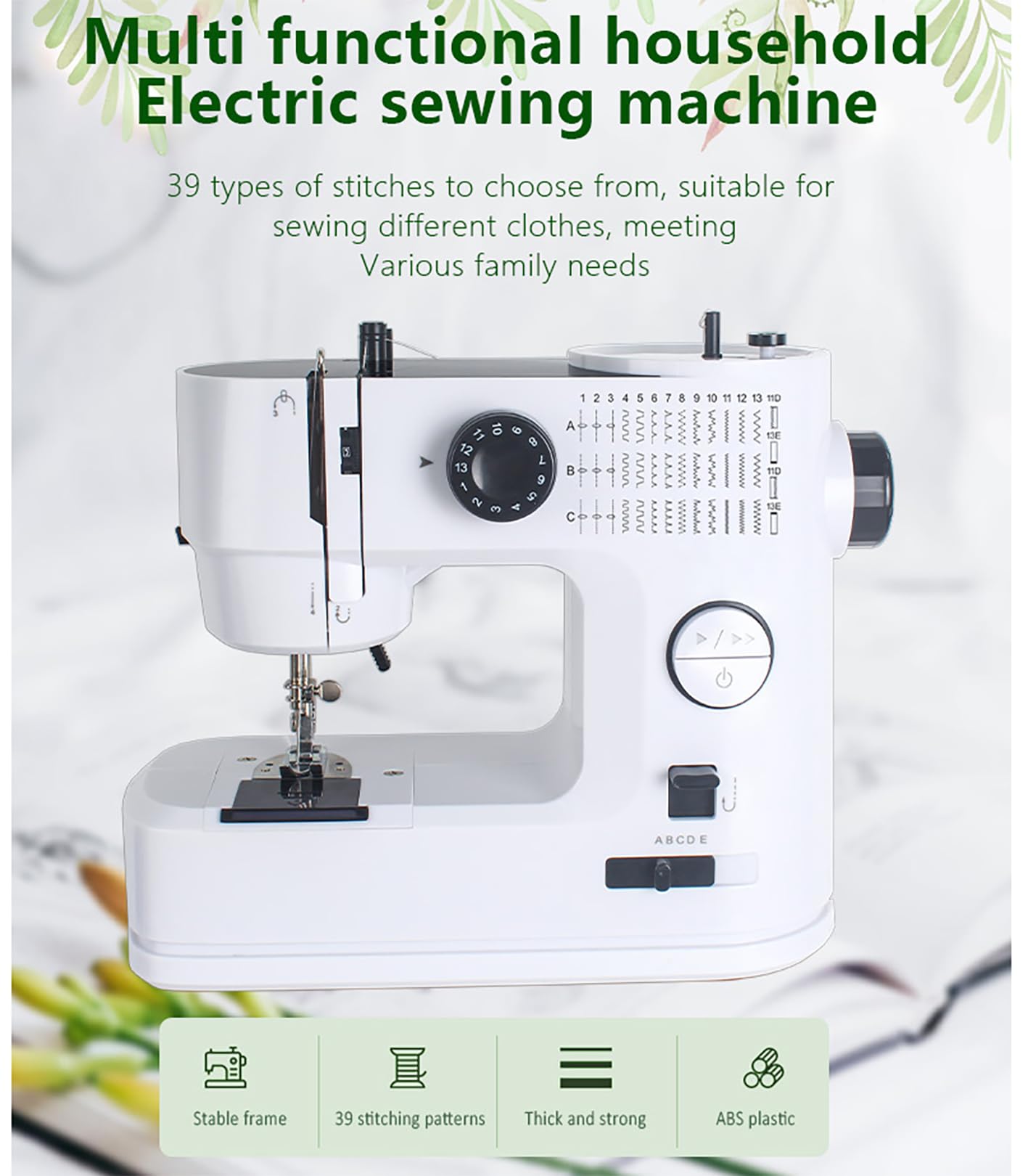 Sewing Machine with Extension Table,39 Built-in Stitches, LED Light 2-Speed Foot Pedal, and Accessories Kit for Home DIY Projects & Gift Perfect for Sewing Machine for Beginners for Adult