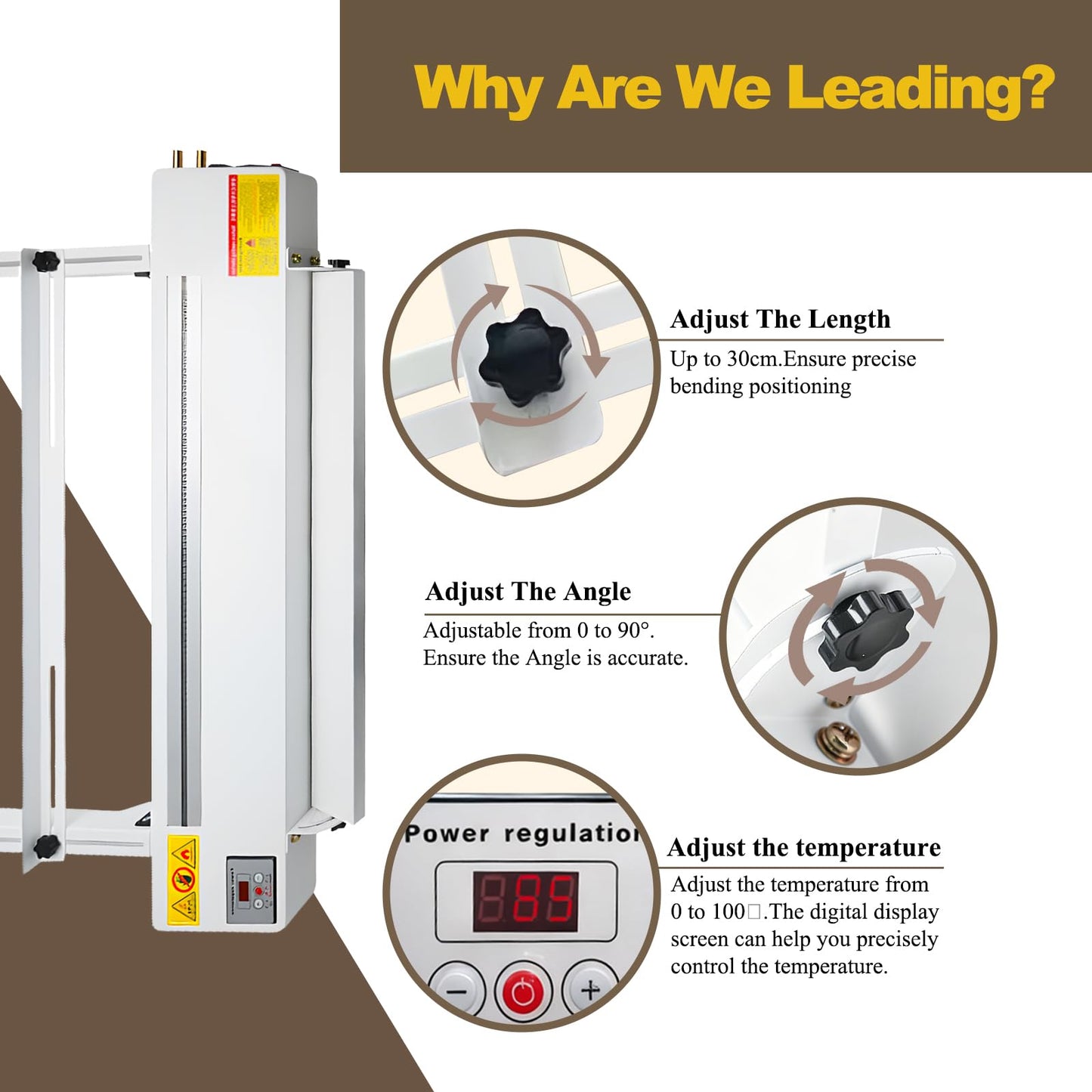 GRWIHD 24-Inch Acrylic PVC Plastic Bender, Adjustable Length and Angle Sheet Strip Heater, 60cm Bending Machine with Temperature Control 0-85℃, 110V for DIY Professional Use