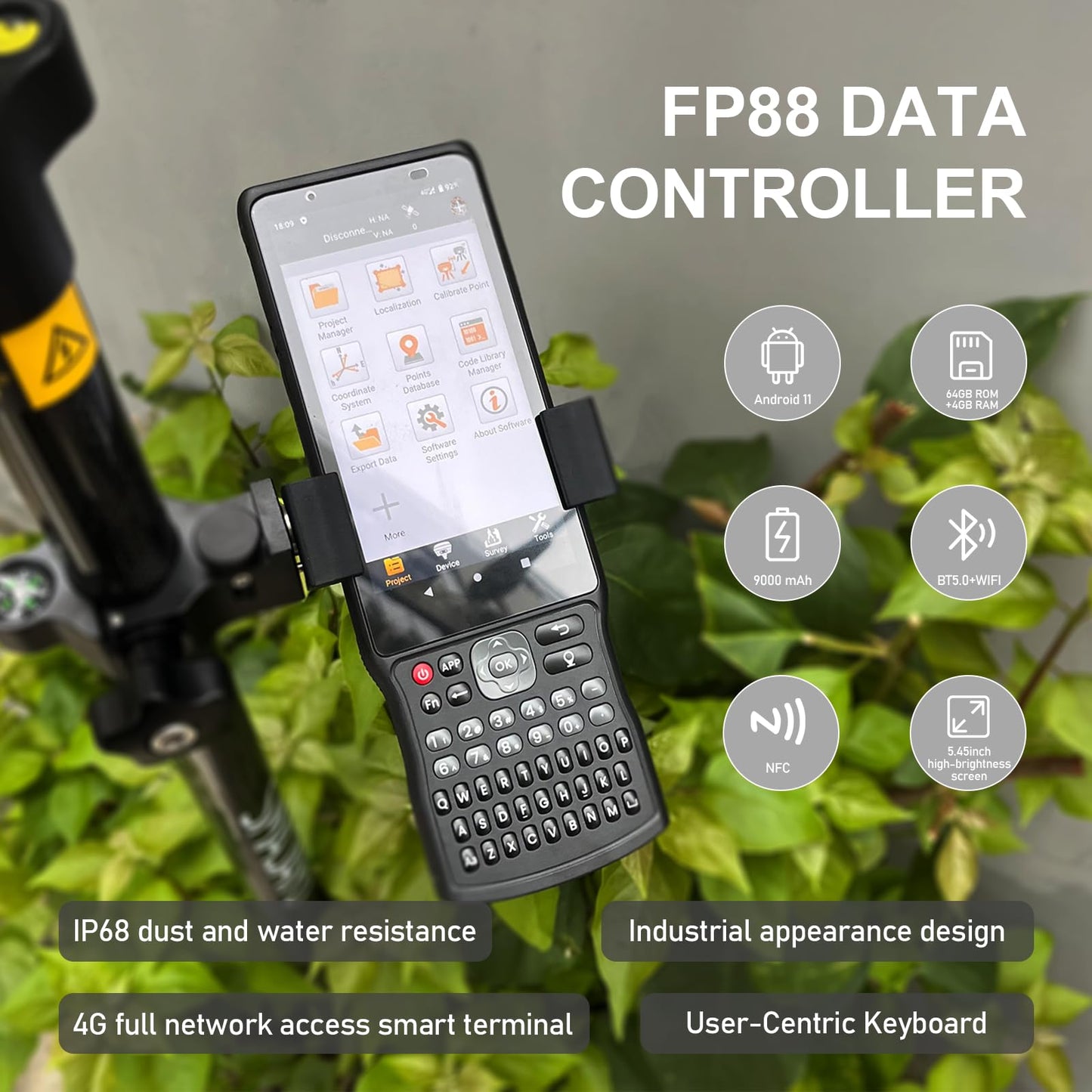 RTK GNSS Surveying Equipment Switchable Rover 32G Storage | Handheld Collector + Survey Software | Work as Base Station for Drones | Static & RTK Land Survey | SMA26 Pro(Pole Not Included)