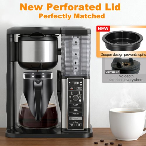 13-Cup Glass Coffee Pot Replacement for Ninja CM300 CM371 CM400 CM401 CFP101 CFP301 CFP307 CP301 CF091 CFN601, Coffee Maker Carafe with Brew-Through Lid & Sturdy Handle