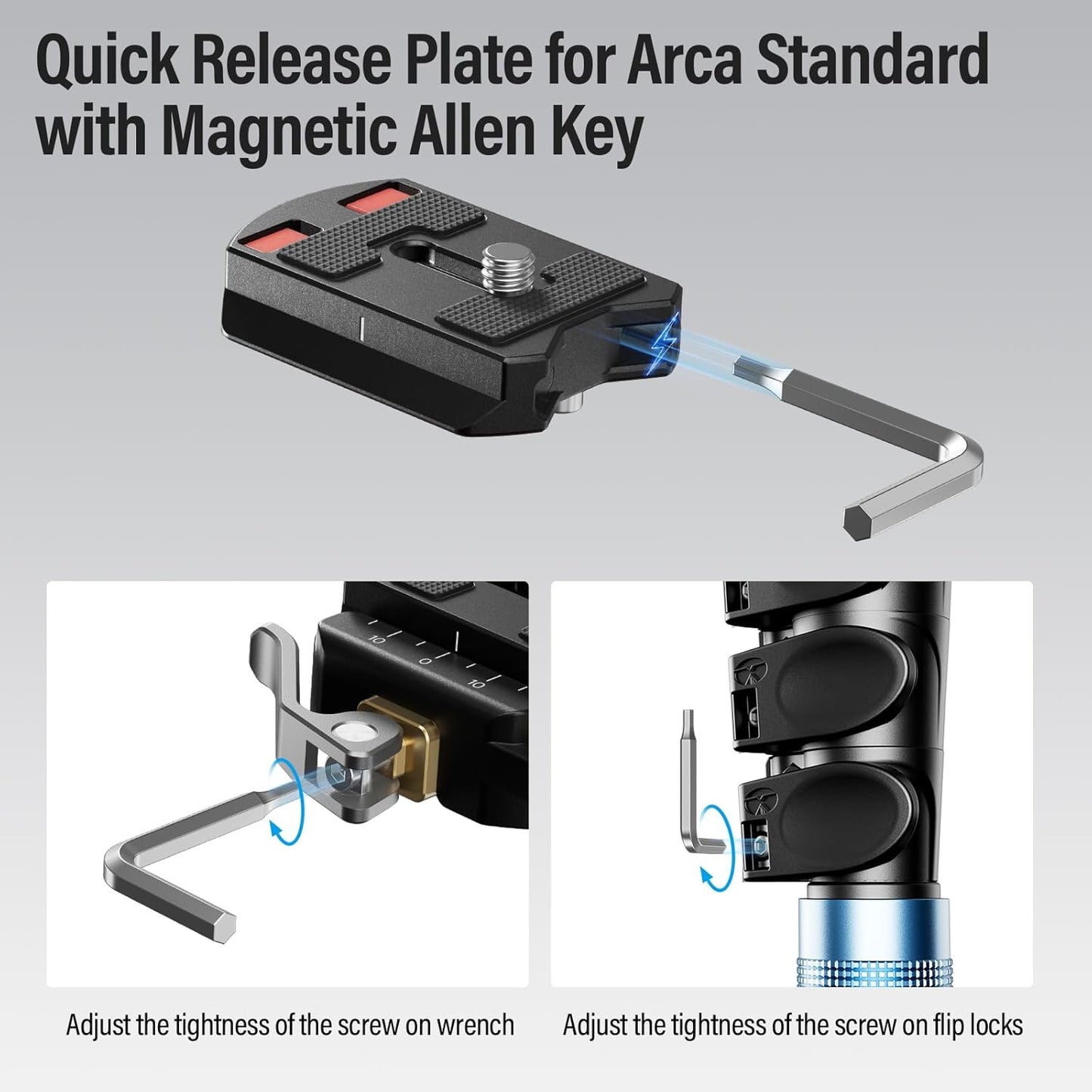 Sirui 55mm 1/4" 3/8" QC-55 Quick Release Plate and Clamp Base Kit, Camera Mount Adapter with and Thread, Quick-Release