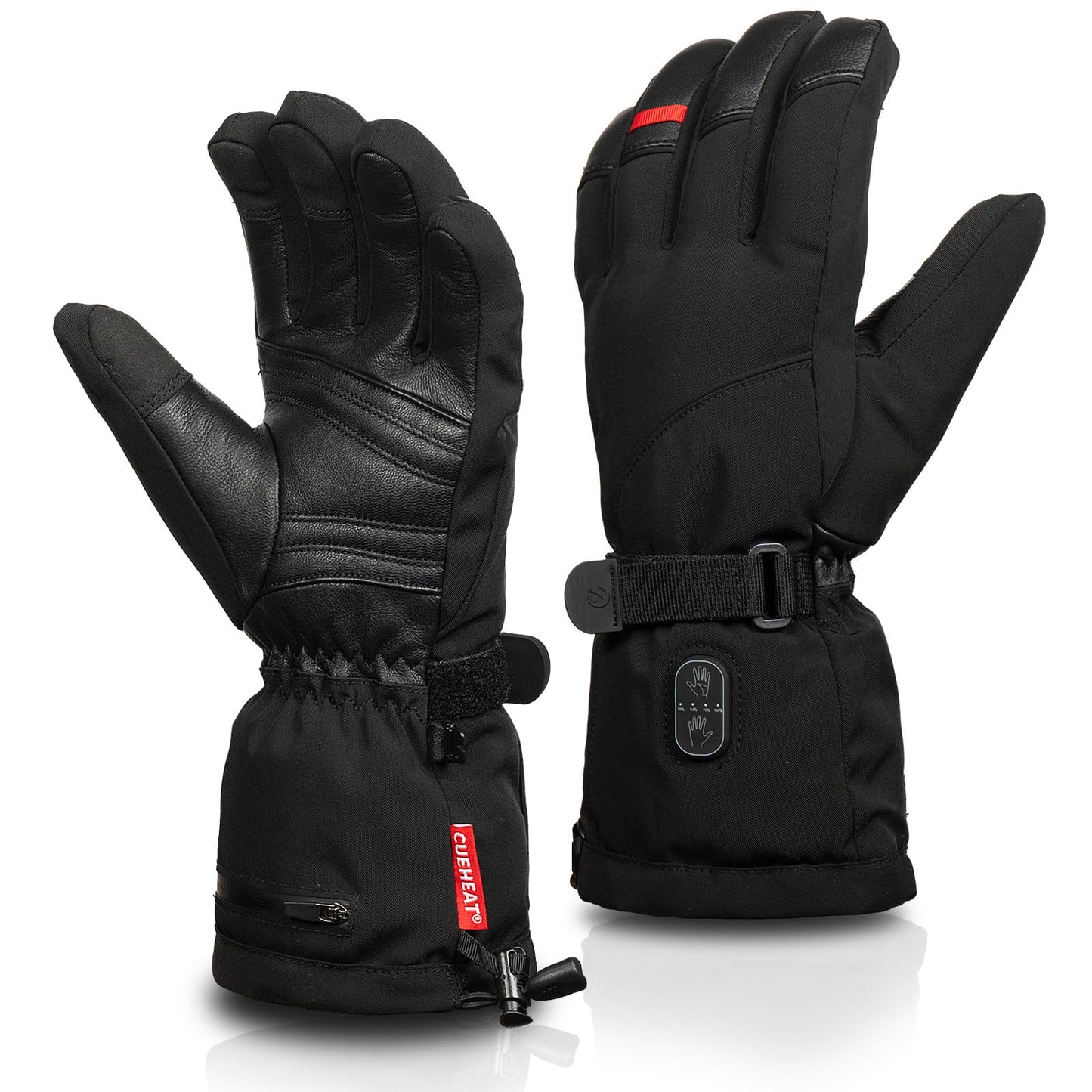 CUEHEAT Heated Gloves, Palm & Back Double Heating, Winter Outdoor Windproof Warm Thick Gloves, Battery-Powered Hand Warmer (CH03, Small)