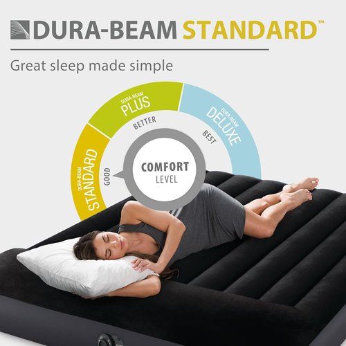 Intex Dura-Beam Airbed - Comfortable Twin Size Pillow Top Mattress with Built-in Pump | Blue