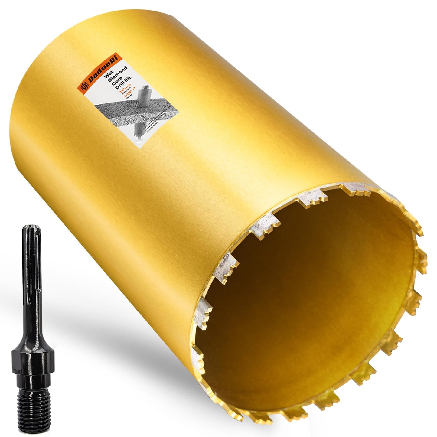 DaduoRi 10 Inch Wet Core Drill Bit & SDS Max Shank Drill Adapter - 10" Diameter Core Bits for Concrete, 14" Drilling Depth, 1-1/4"-7 Thread Diamond Core Bit for Cured Concrete, Masonry, Brick