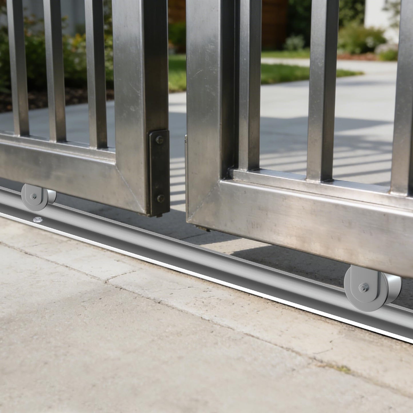 24 ft Galvanized V Track, 6 x 4 ft Sections, Inverted V Track for 1" OD V-Groove, Sliding Gate Rollers, Heavy Duty Driveway Sliding Gate Track, Includes Stainless Steel Hammer Drive Anchors