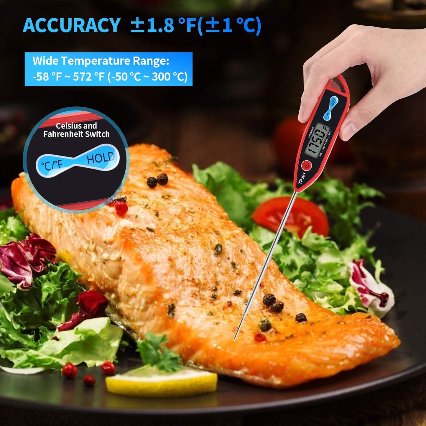 Yacumama Digital Water Thermometer - Instant Read Waterproof Probe for Food, Meat & Milk
