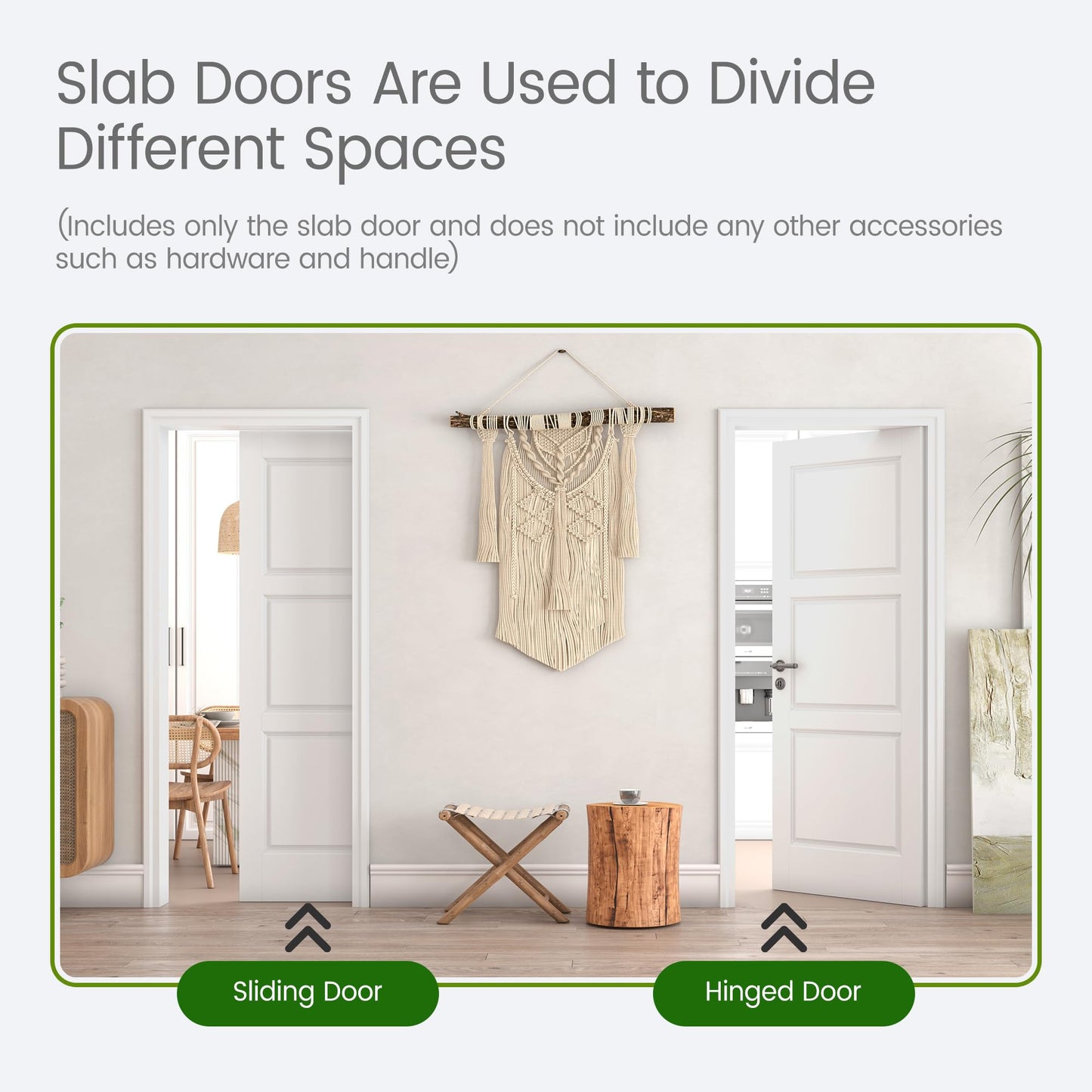OHTOMO 30"x 80" Slab Door, 3-Panel Interior French Door Slab Shaker, Pre-Assembled Solid Core Wood Panel w/o Prehung Jamb, for Pantry Closet Laundry Bathroom Office, White Primed Surface