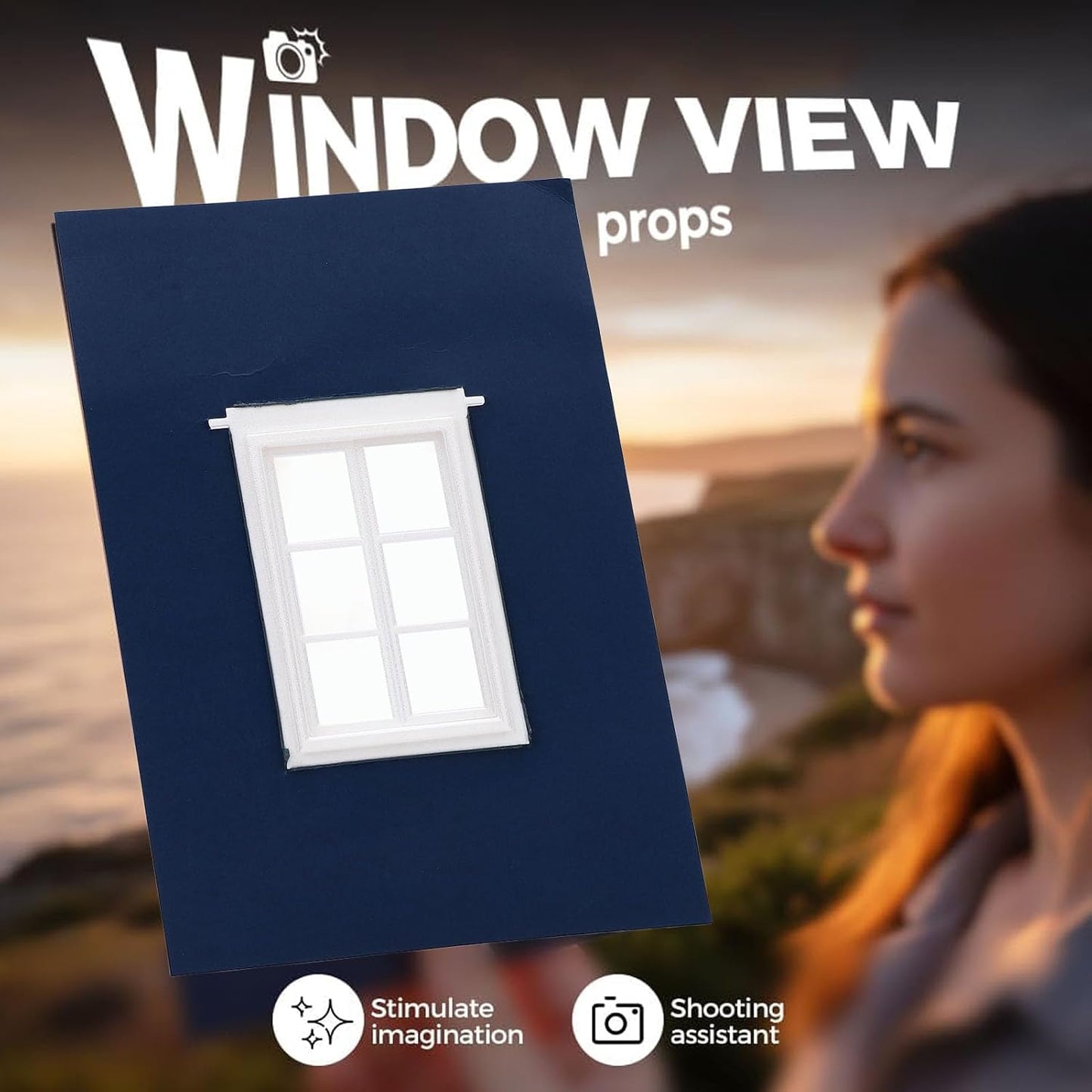 Aqur2020 20x15cm 14x11cm Window View Photography Prop, Creative Frame Tool with Opening for Landscape Travel City Photo
