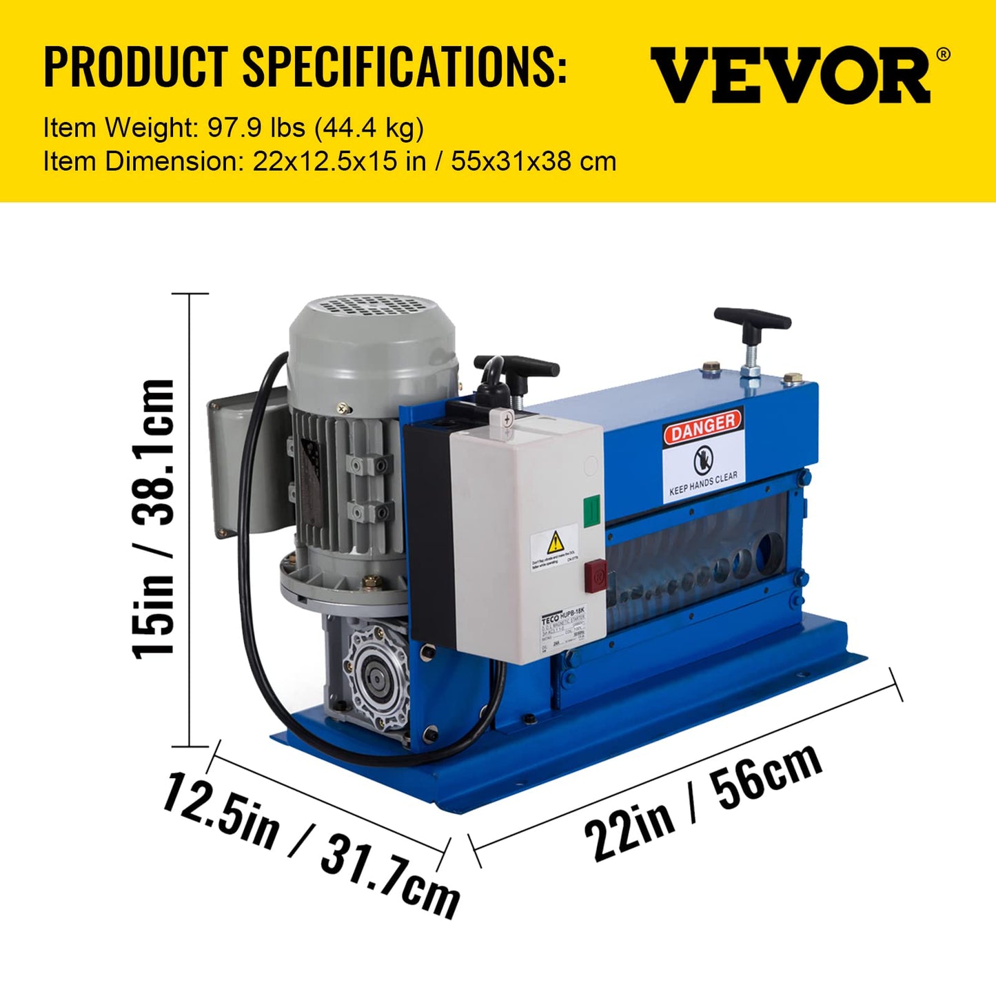 VEVOR Portable Wire Stripper, 0.06-1.5 in, Electric Wire Stripping Machine with 11 Channels, 10 Blades, Wire Stripping Machine, Speeds Up to 75 ft/min, Adjustable Screw, for Efficient Copper Recycling