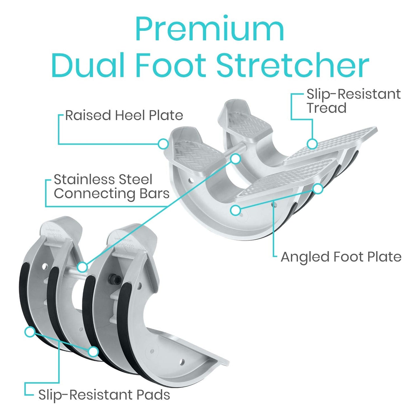 Vive Double Foot Rocker, Calf Stretcher for Achilles Tendinitis, Heel, Feet, Shin Splint, Plantar Fasciitis Pain Relief - Stretches Strained Leg Muscle, Ankle Flexibility - For Both Feet